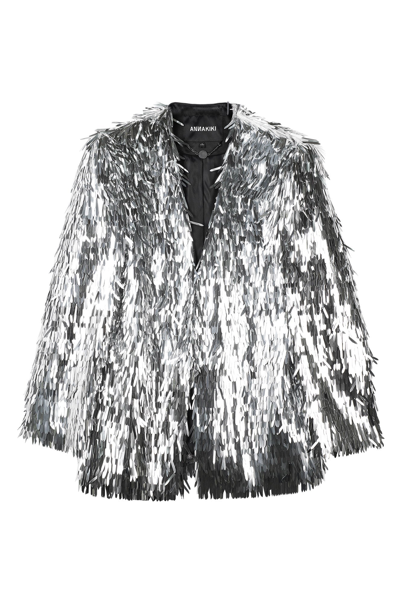 Sequin collarless silhouette suit