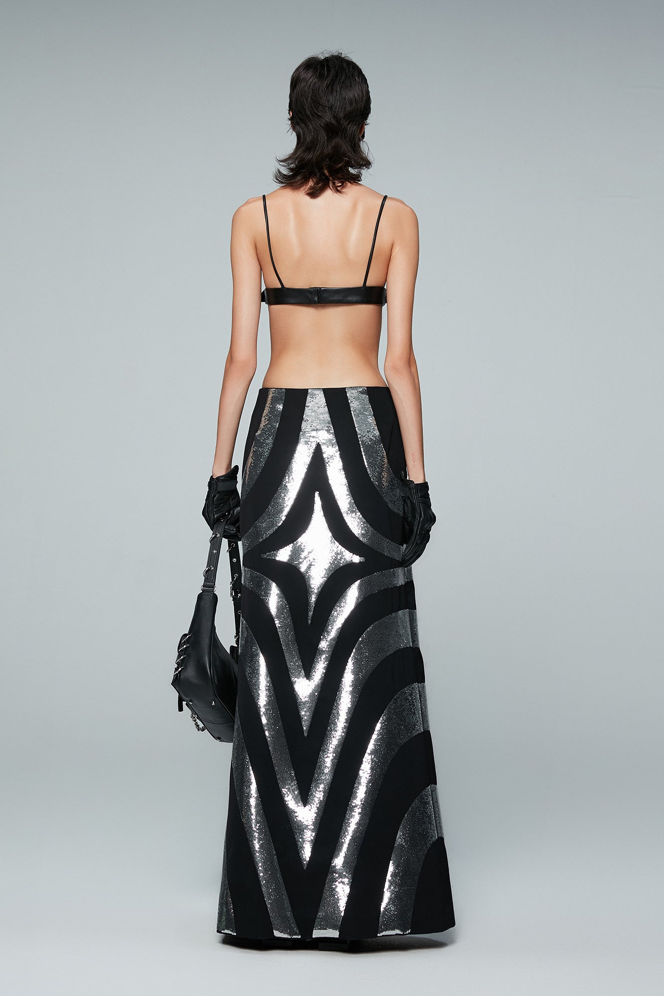 Acetate wool four pointed star patchwork half skirt