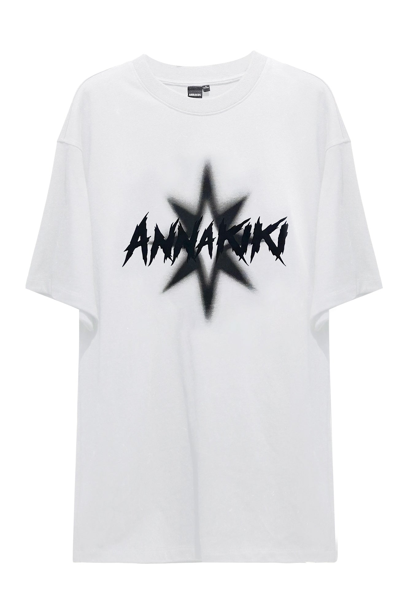 Spiked four-pointed star print loose t-shirt