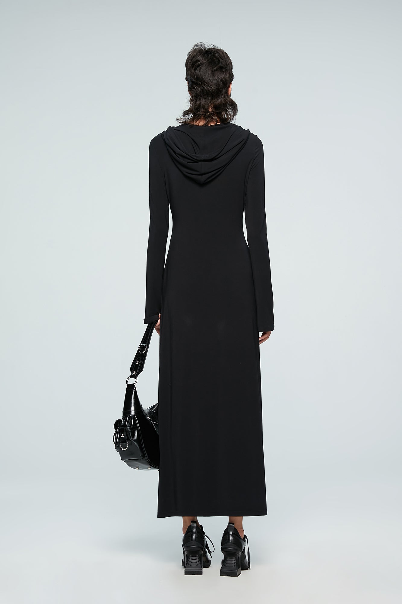 Four-pointed star cutout hooded dress