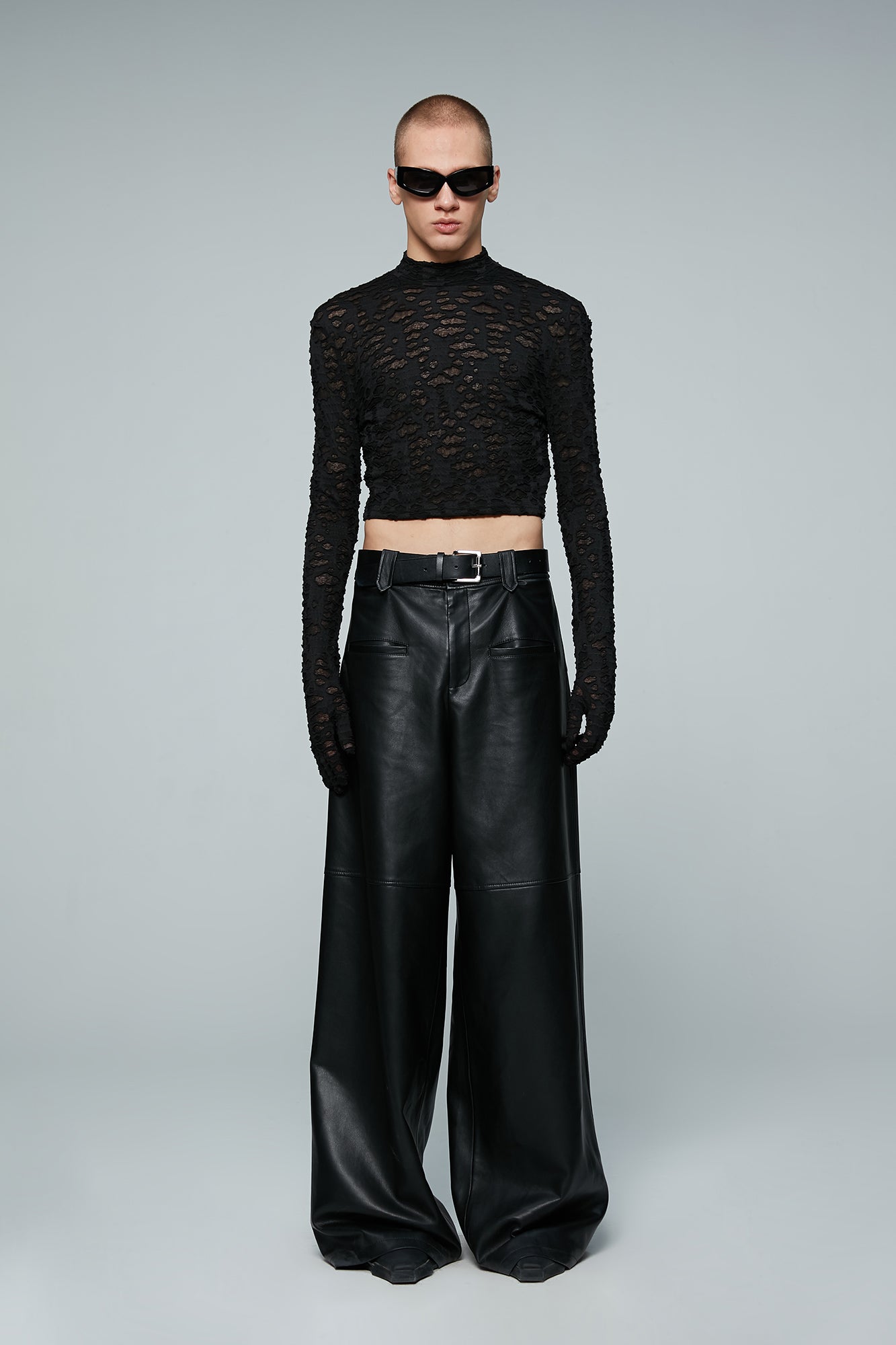 Perforated design long sleeved top