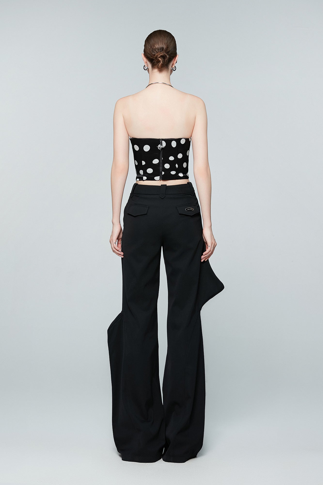 Twisted polka dot whirlpool shaped bra top