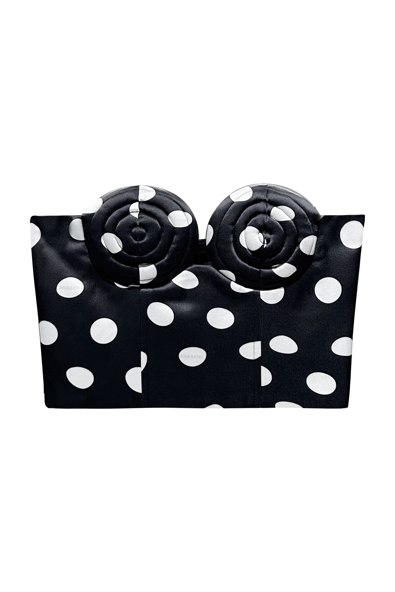 Twisted polka dot whirlpool shaped bra top