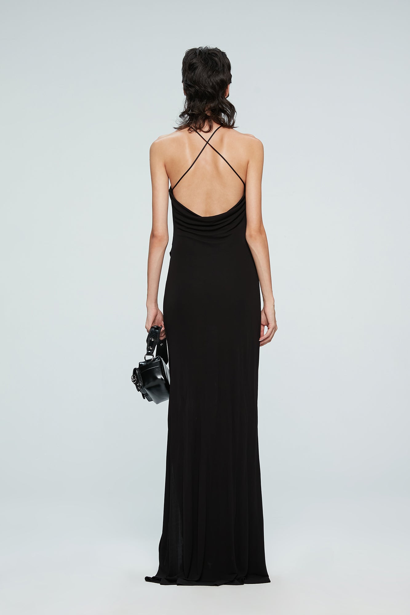 Crisscross halter dress with star cutout
