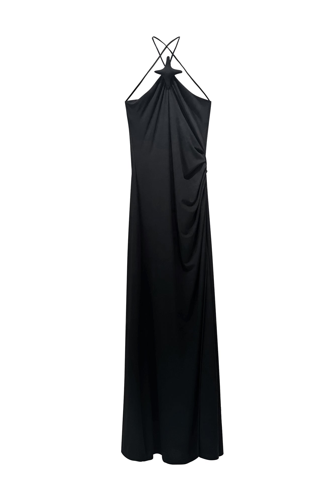 Crisscross halter dress with star cutout