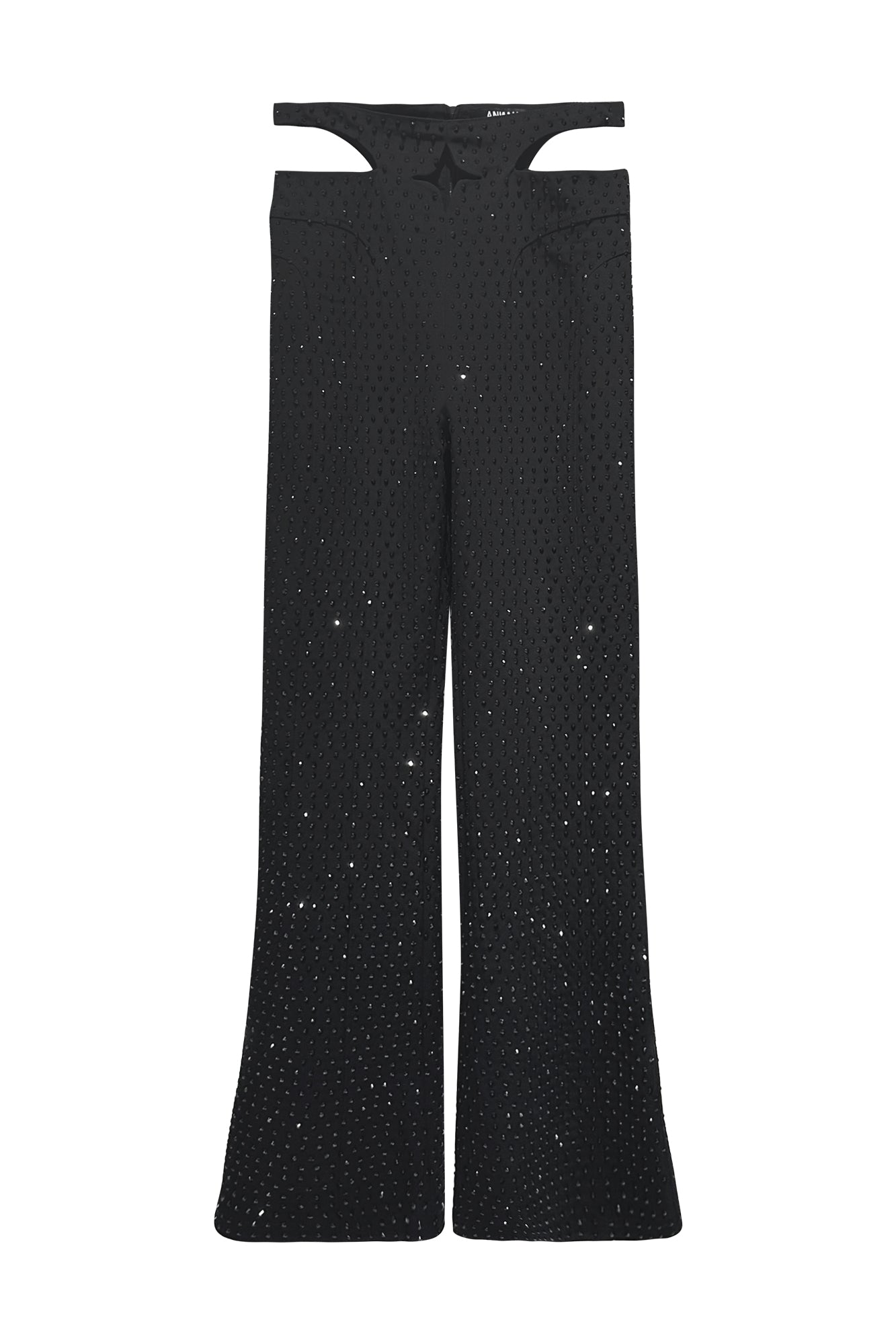 Cut-out four-pointed star full length hot drill micro-cropped pants