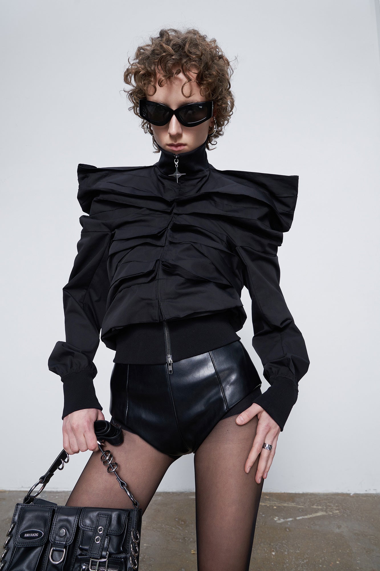 3d stereoscopic sleeve pleated coat