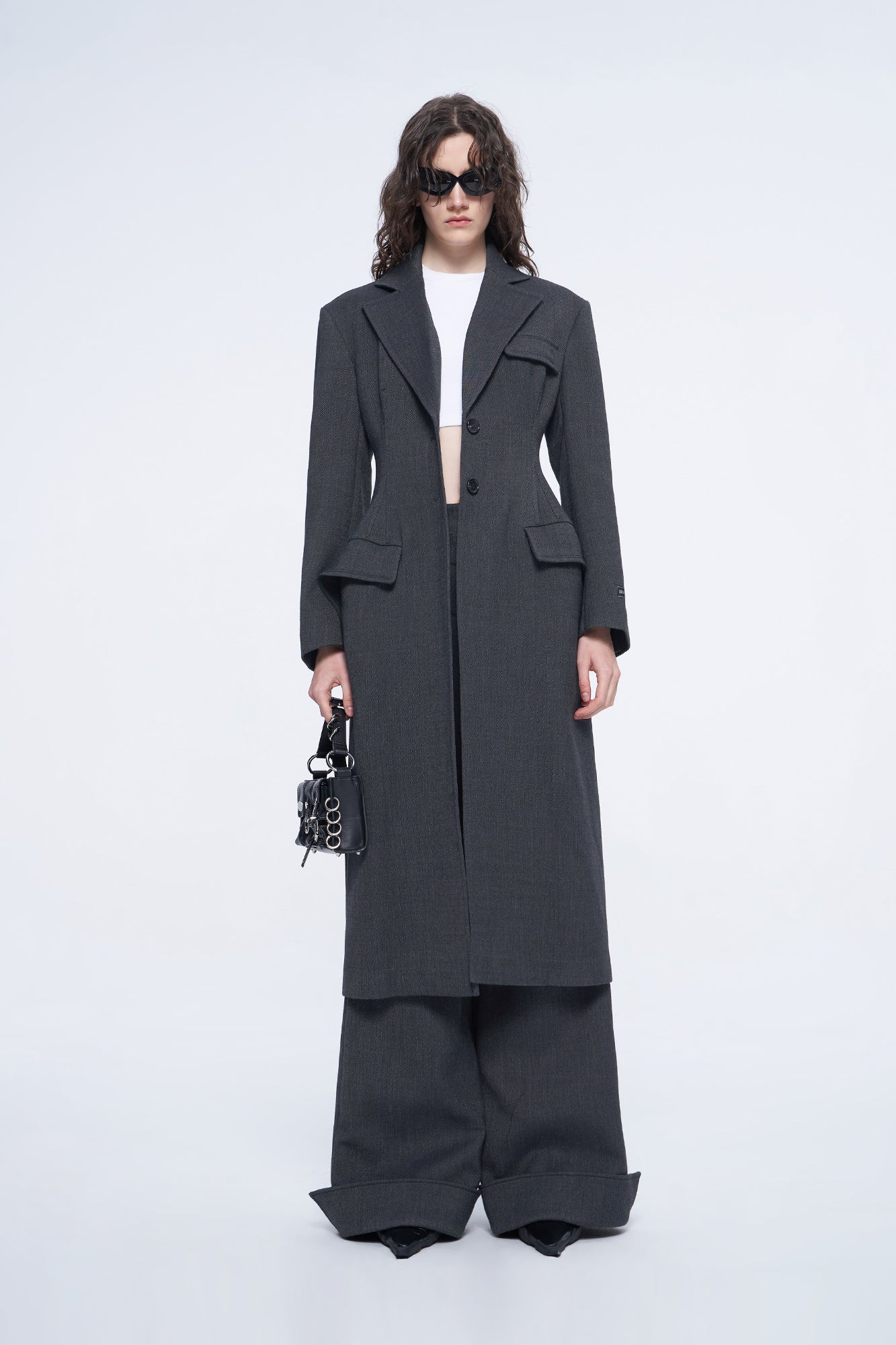 The waist long suit collar coat