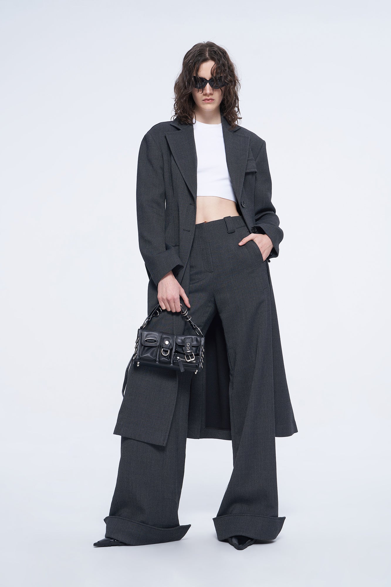 The waist long suit collar coat