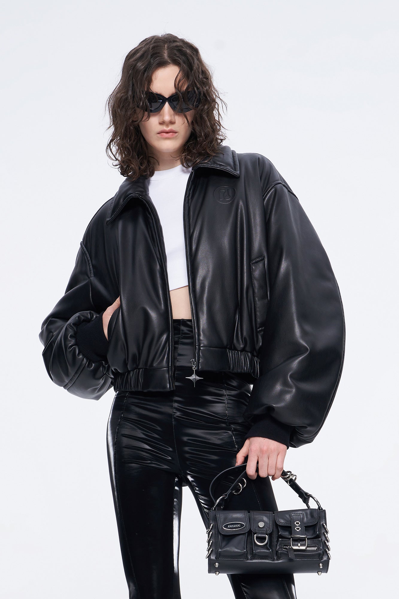 Iconlc letter embossedc otton-padded jacket