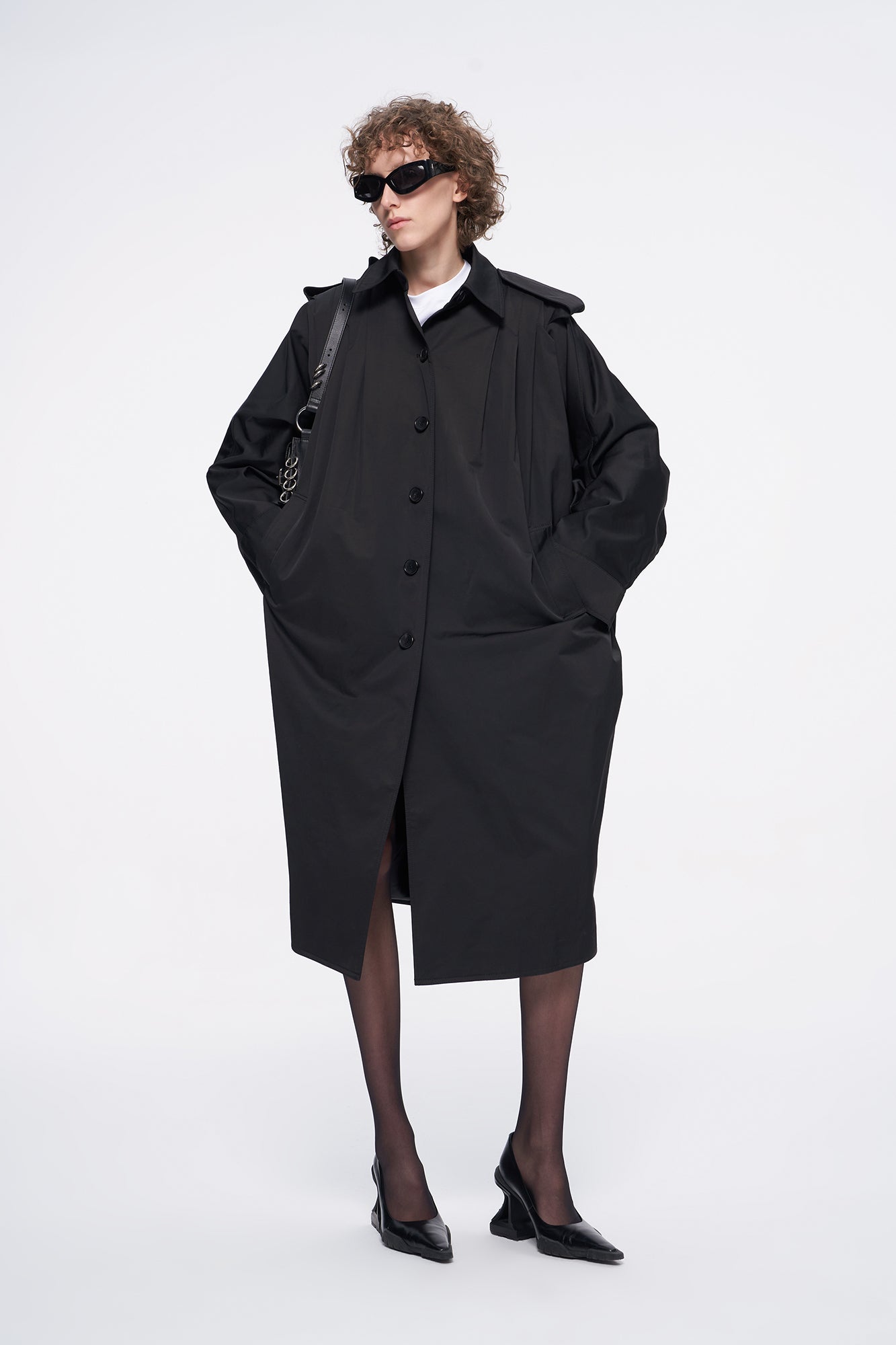 Bat sleeve baggy long jacket