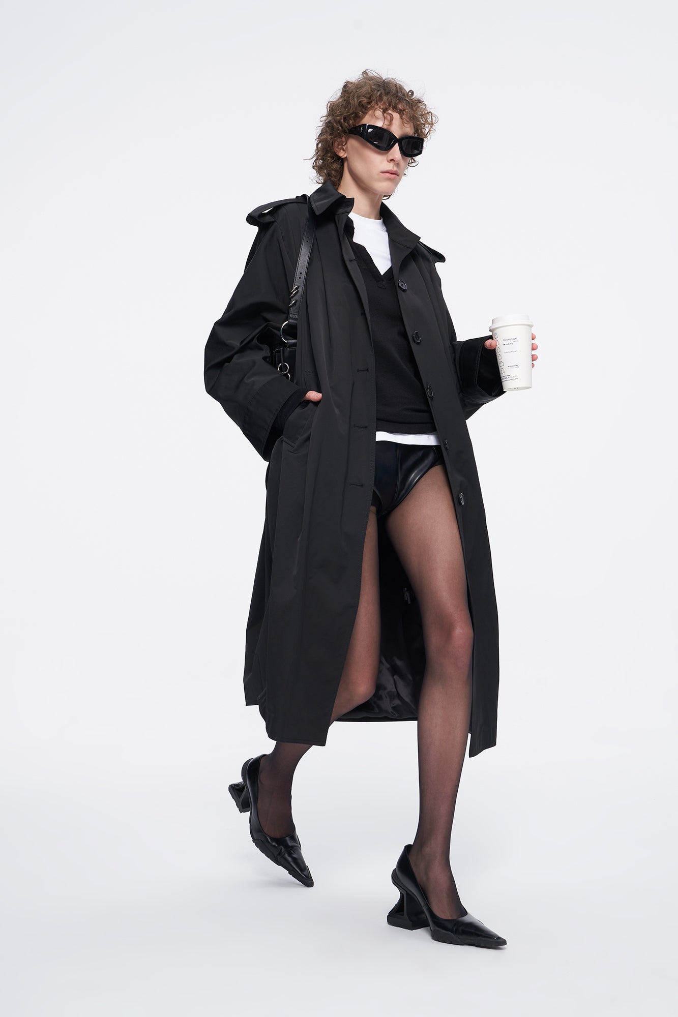 Bat sleeve baggy long jacket