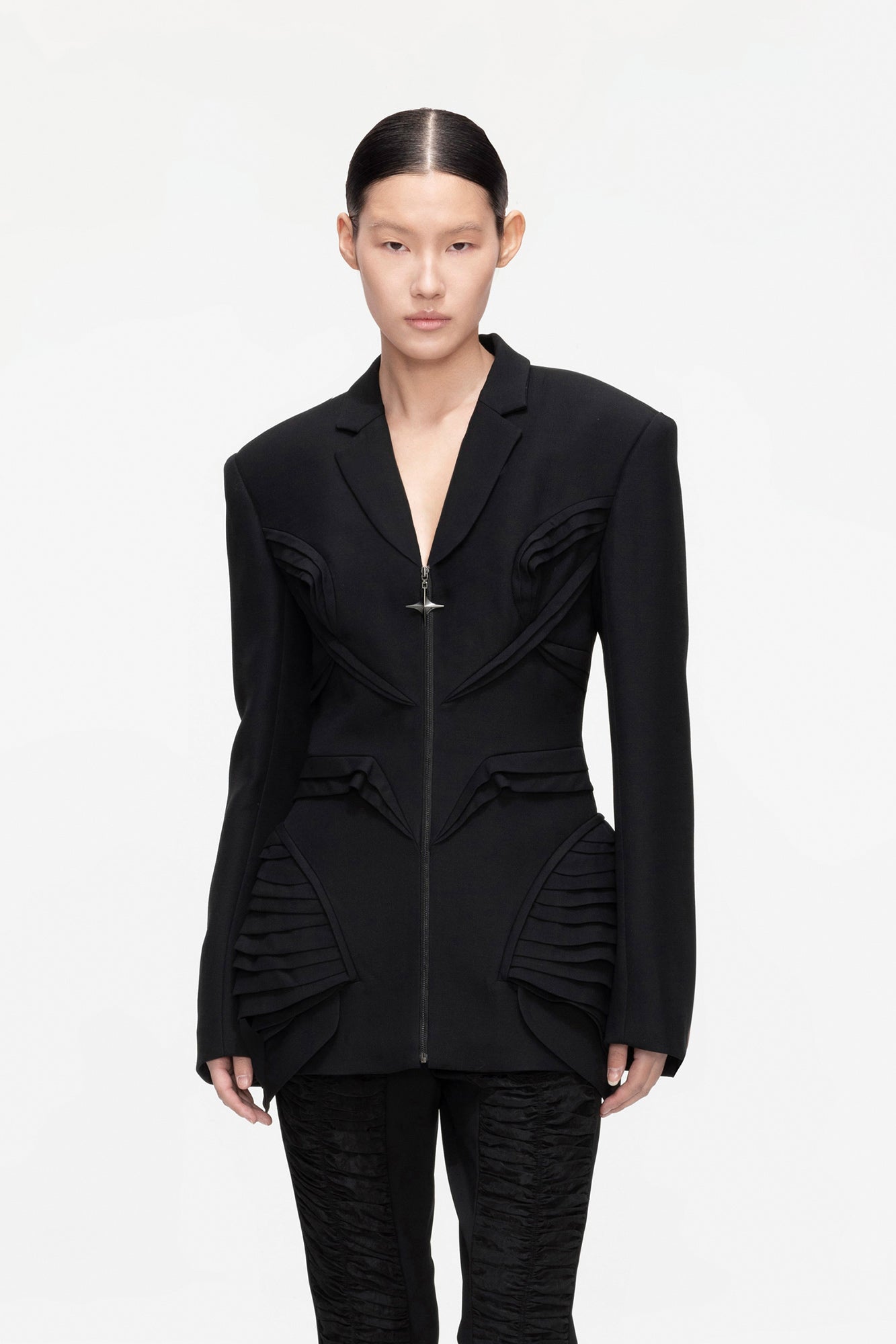 Wool 3d profiled pinched waist suit
