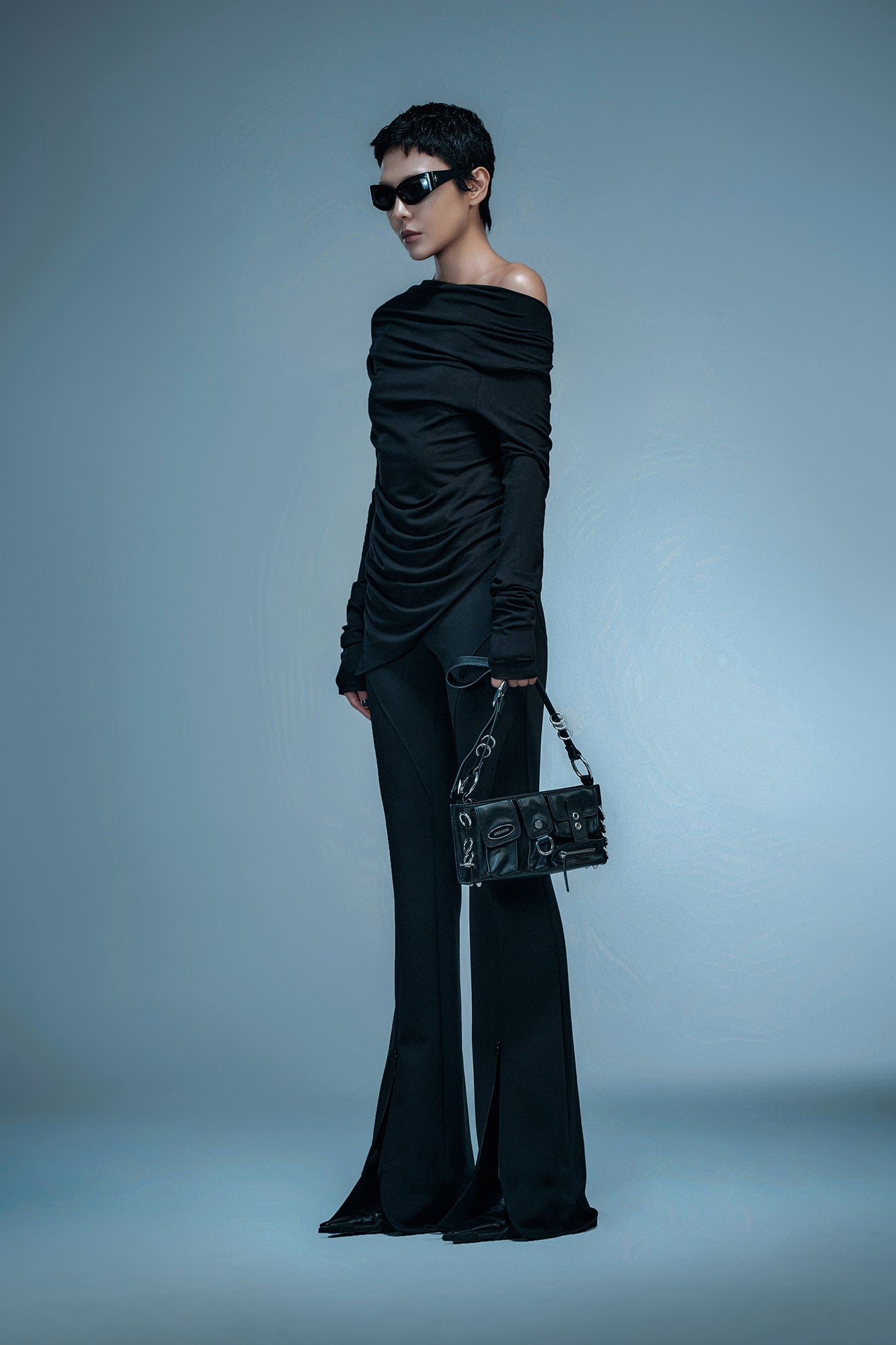 Cut-out pleated top with cutout back