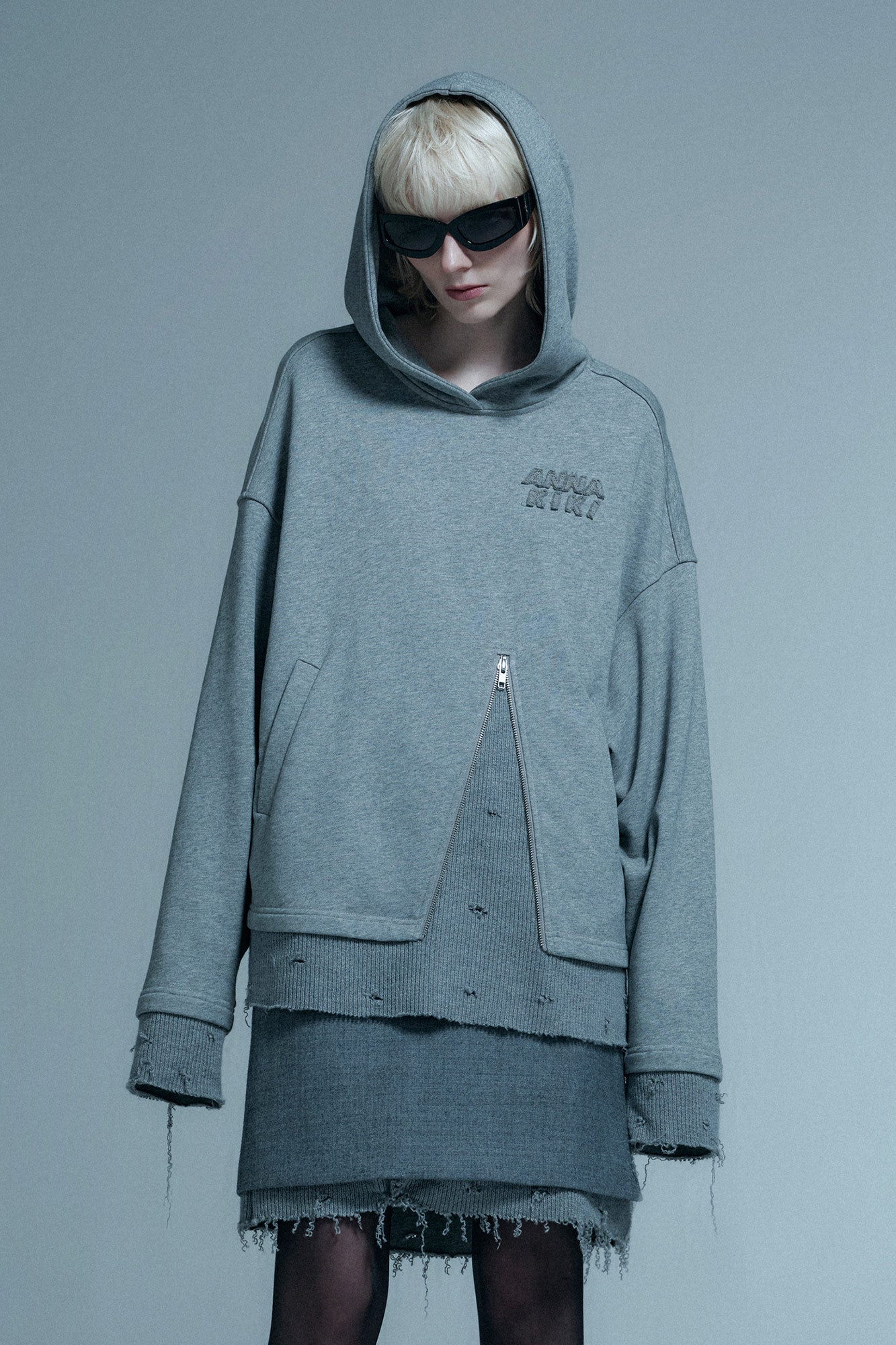 Hooded patchwork furred hoodie