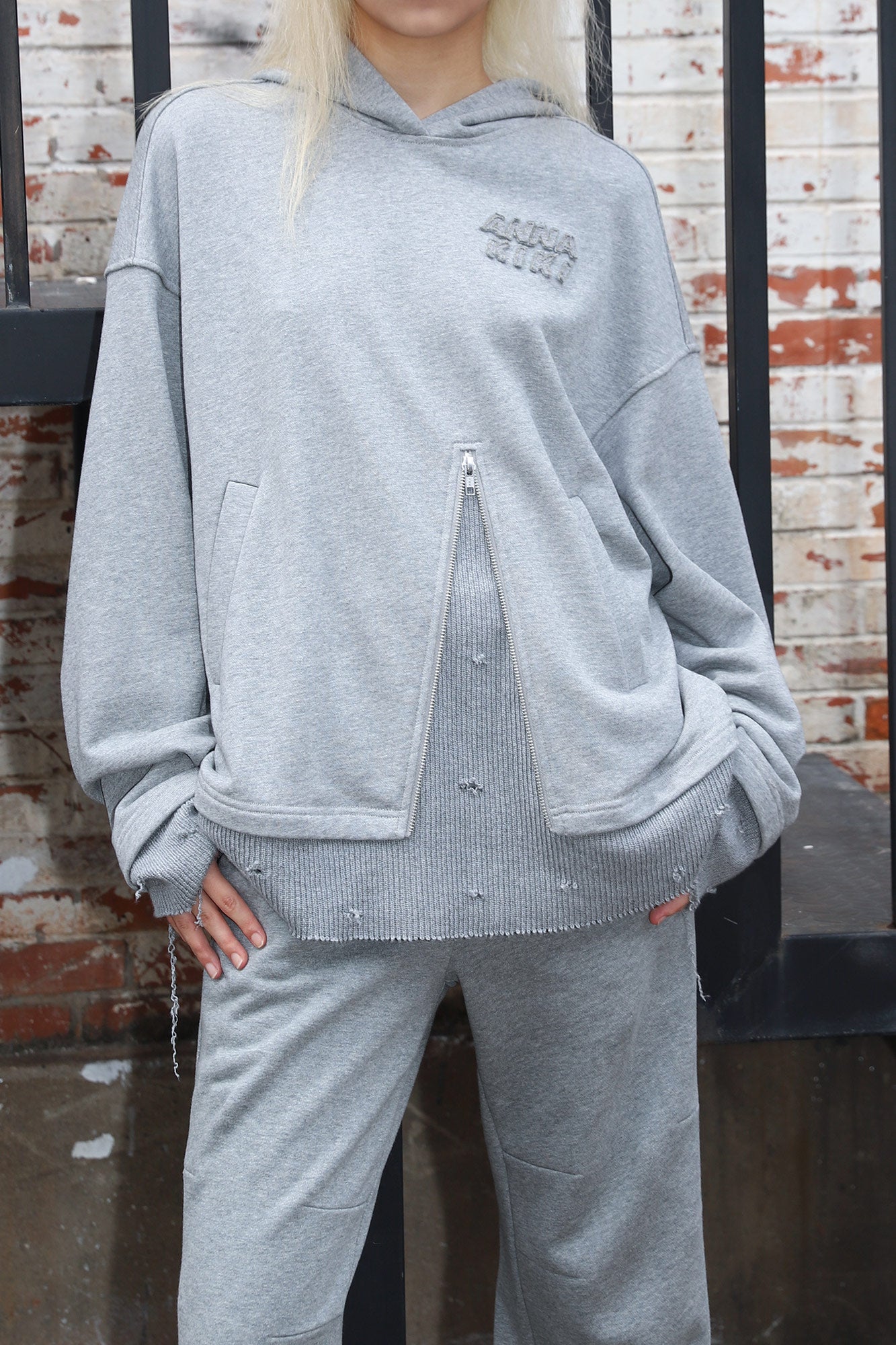 Hooded patchwork furred hoodie