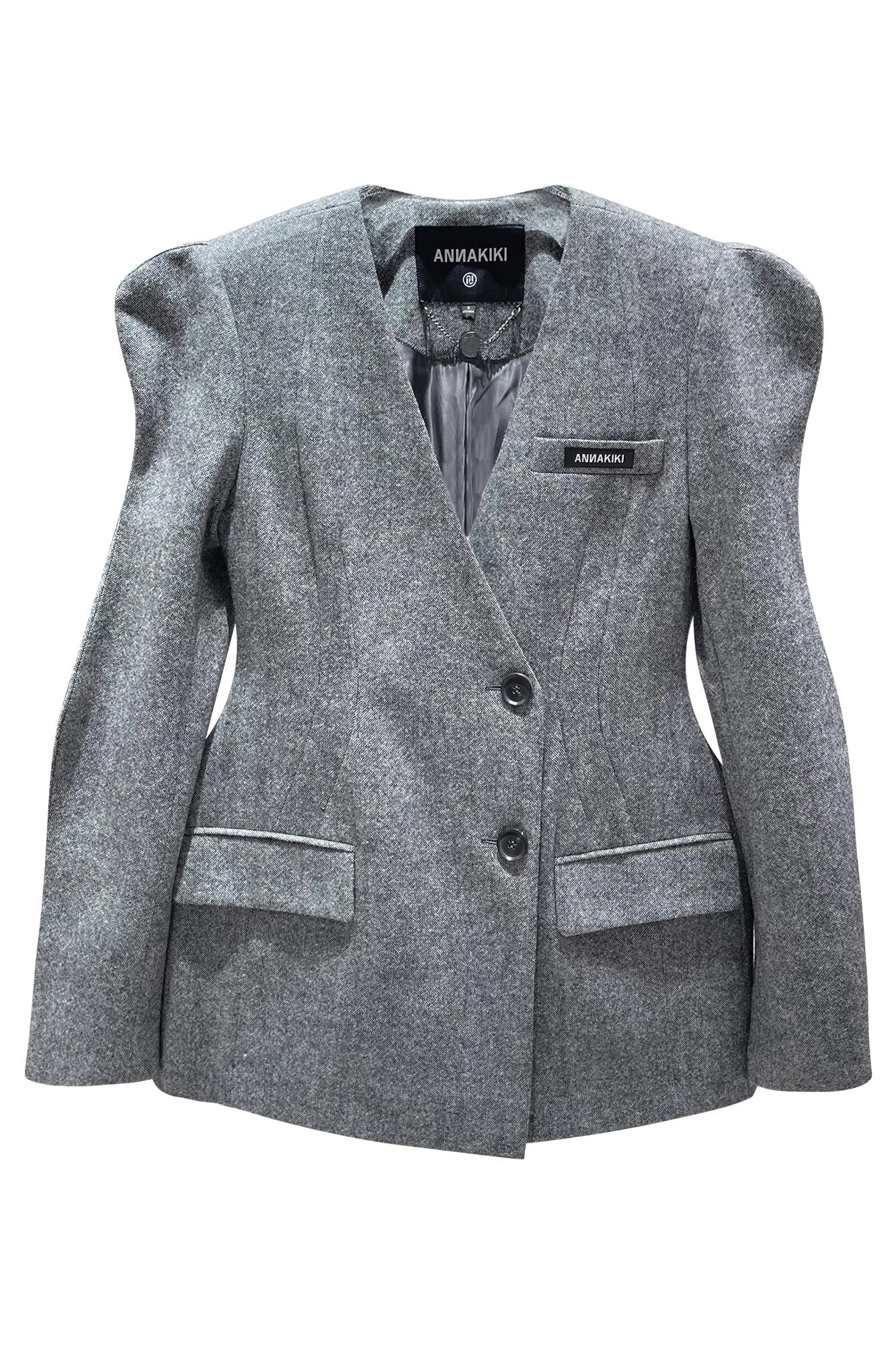 Wool 3d wave sleeve blazer