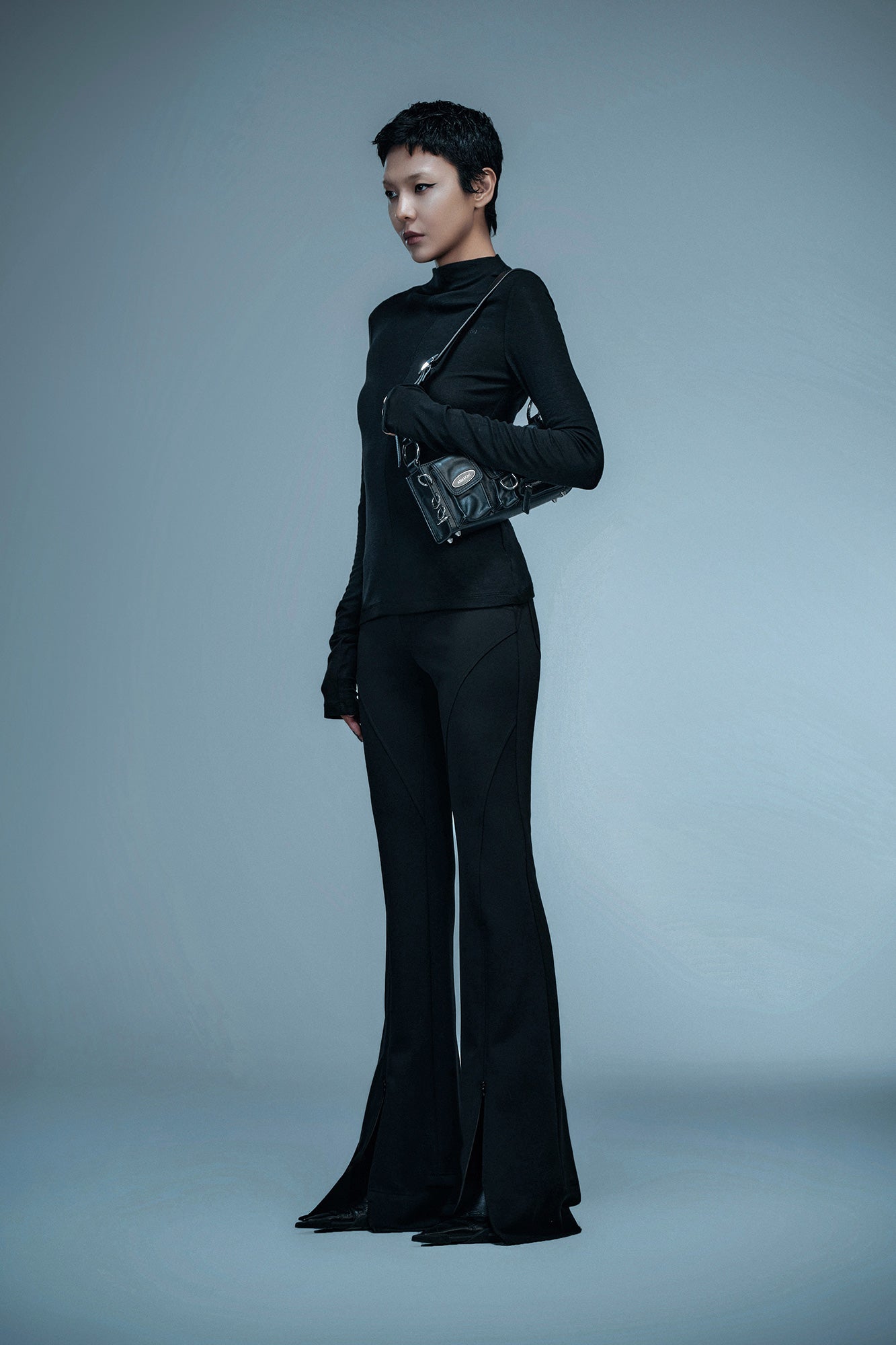 Four-pointed star split bootcut trousers