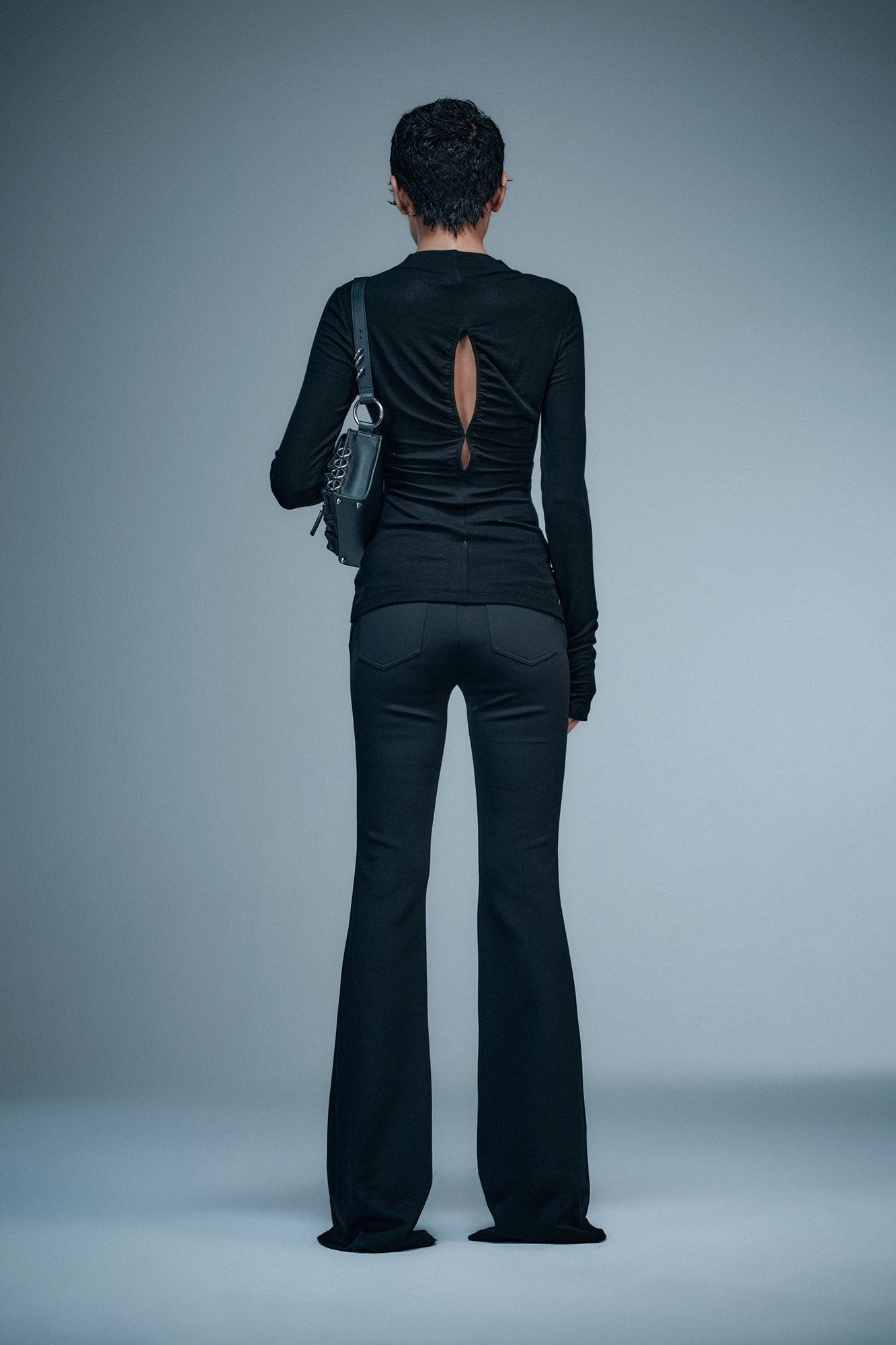 Four-pointed star split bootcut trousers