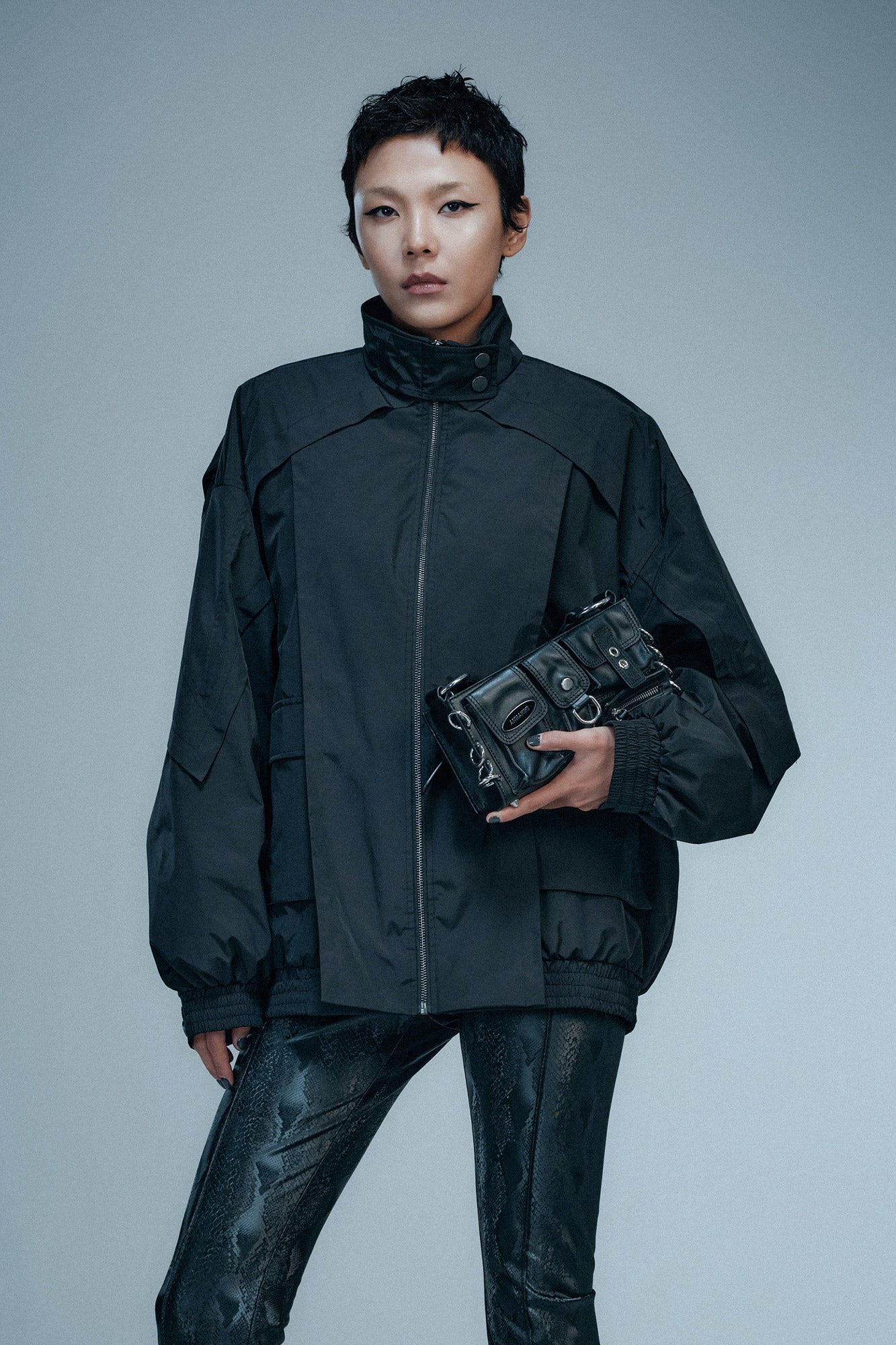 Stand collar fractal structure jacket