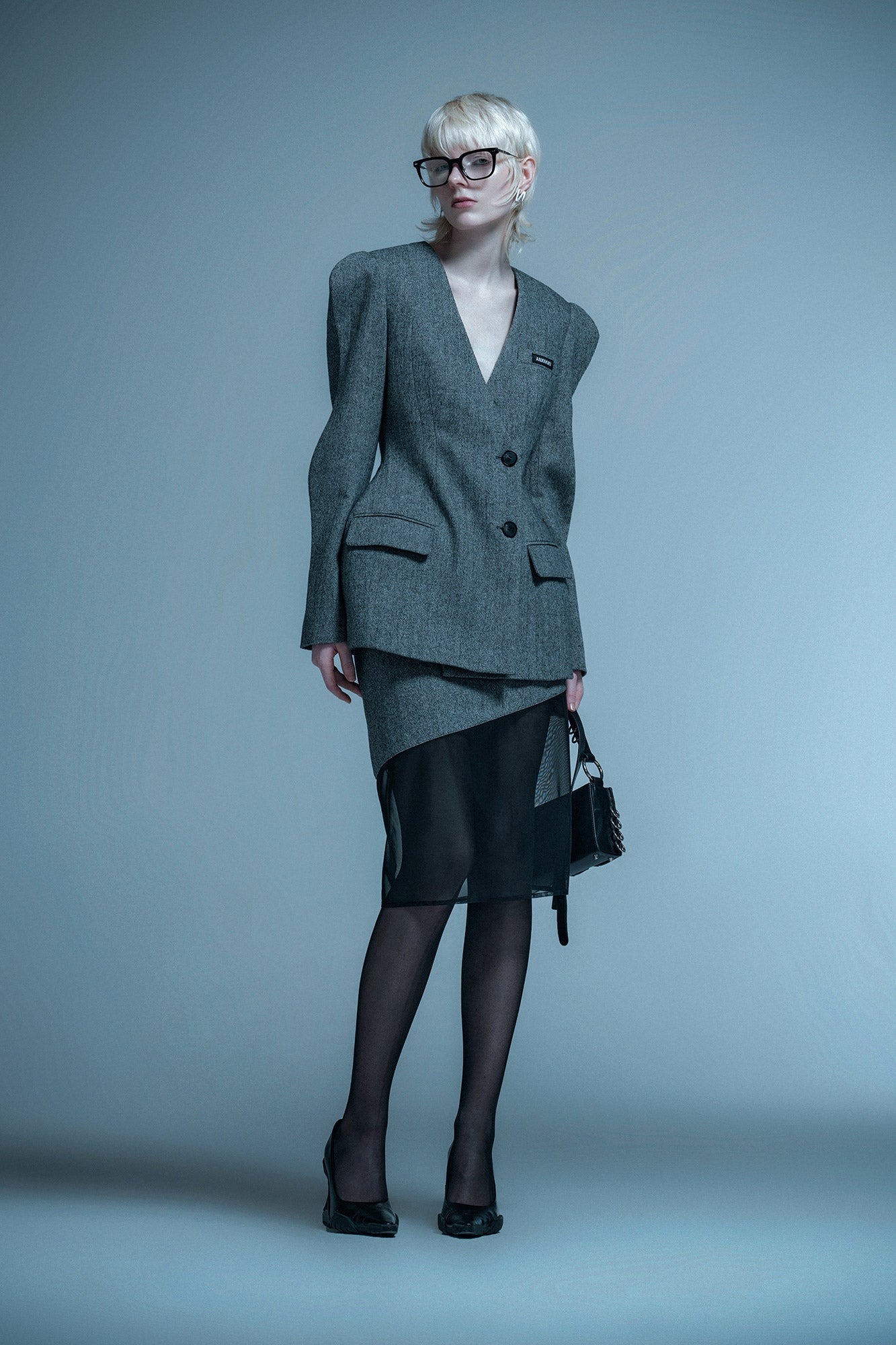 Wool mesh panel skirt
