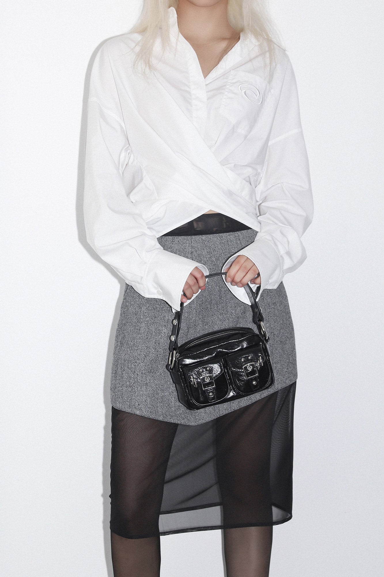 Wool mesh panel skirt