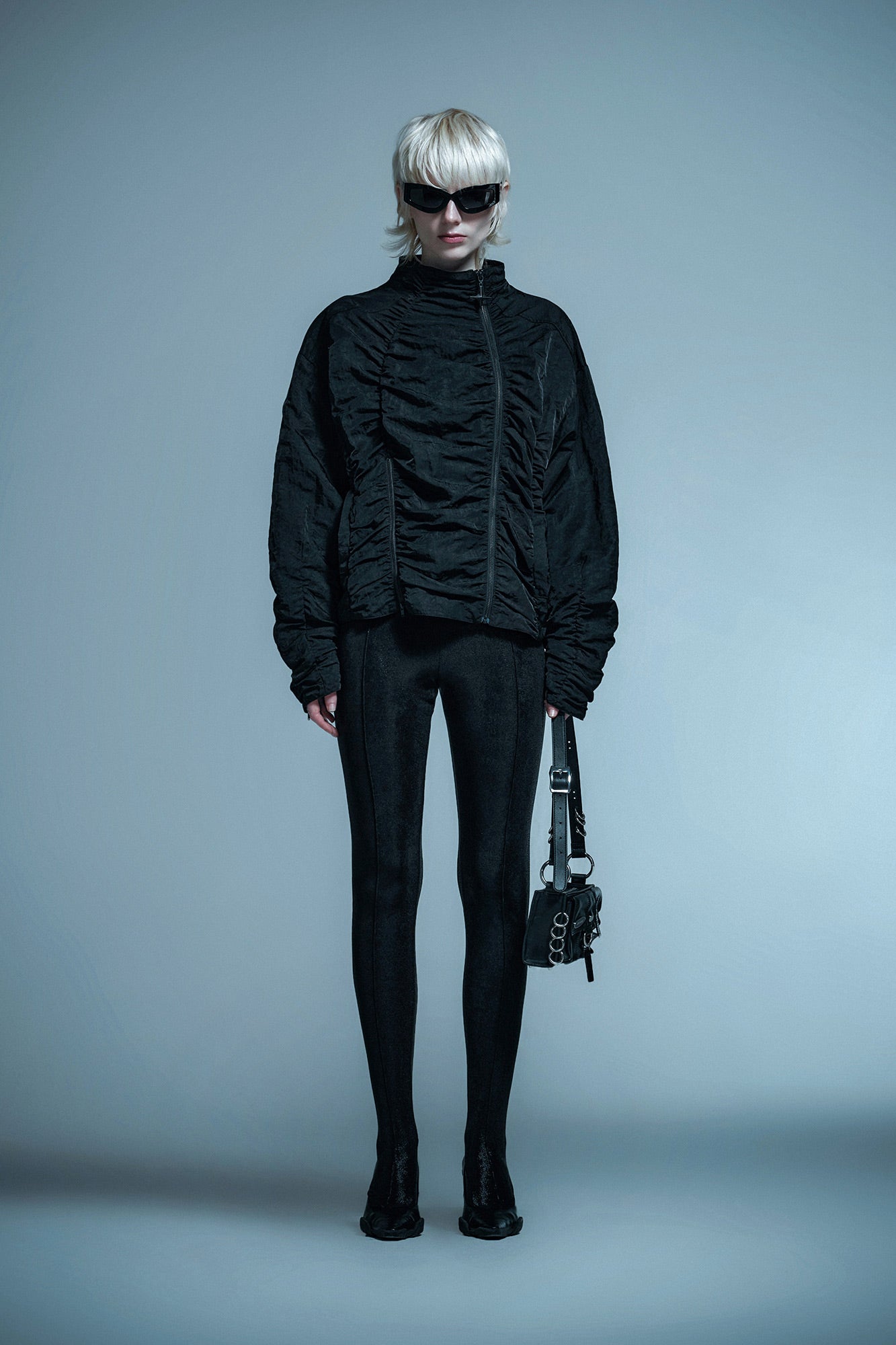 Asymmetric pleated jacket