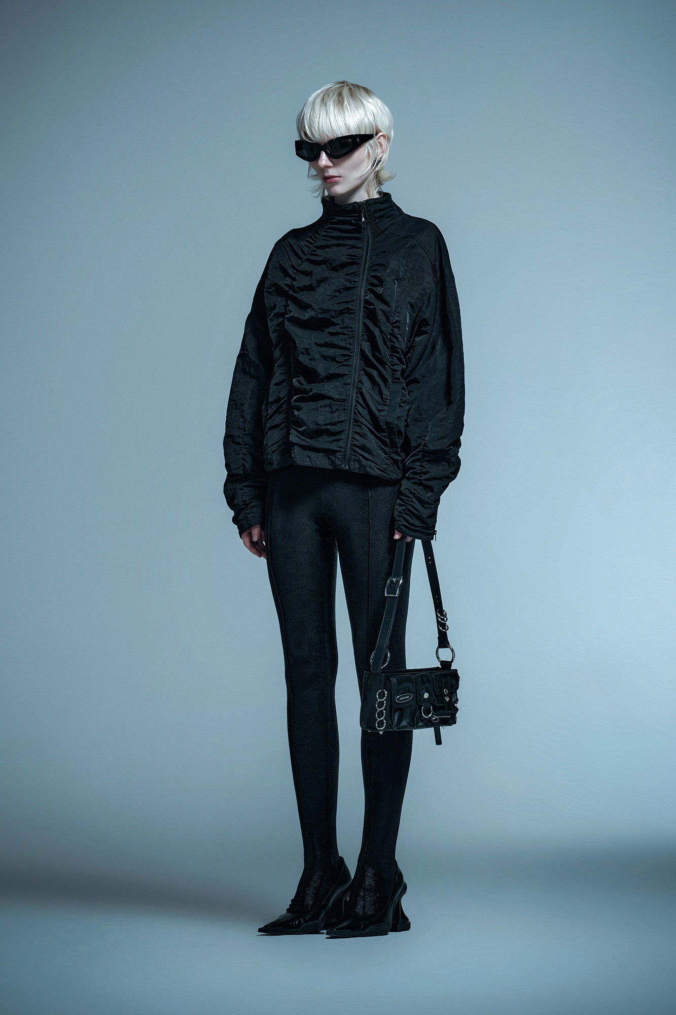Asymmetric pleated jacket