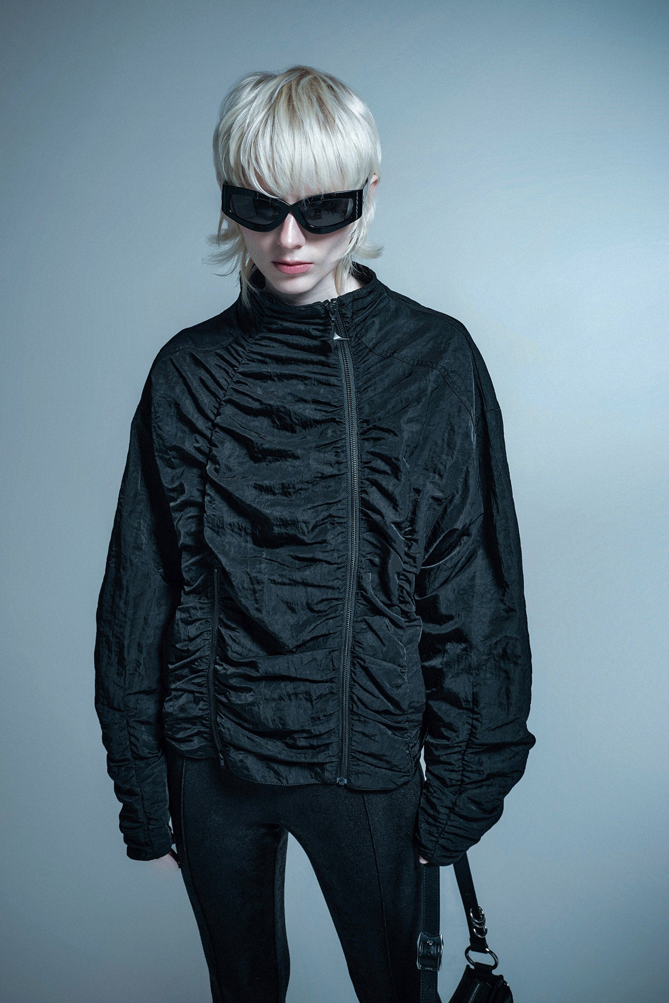 Asymmetric pleated jacket