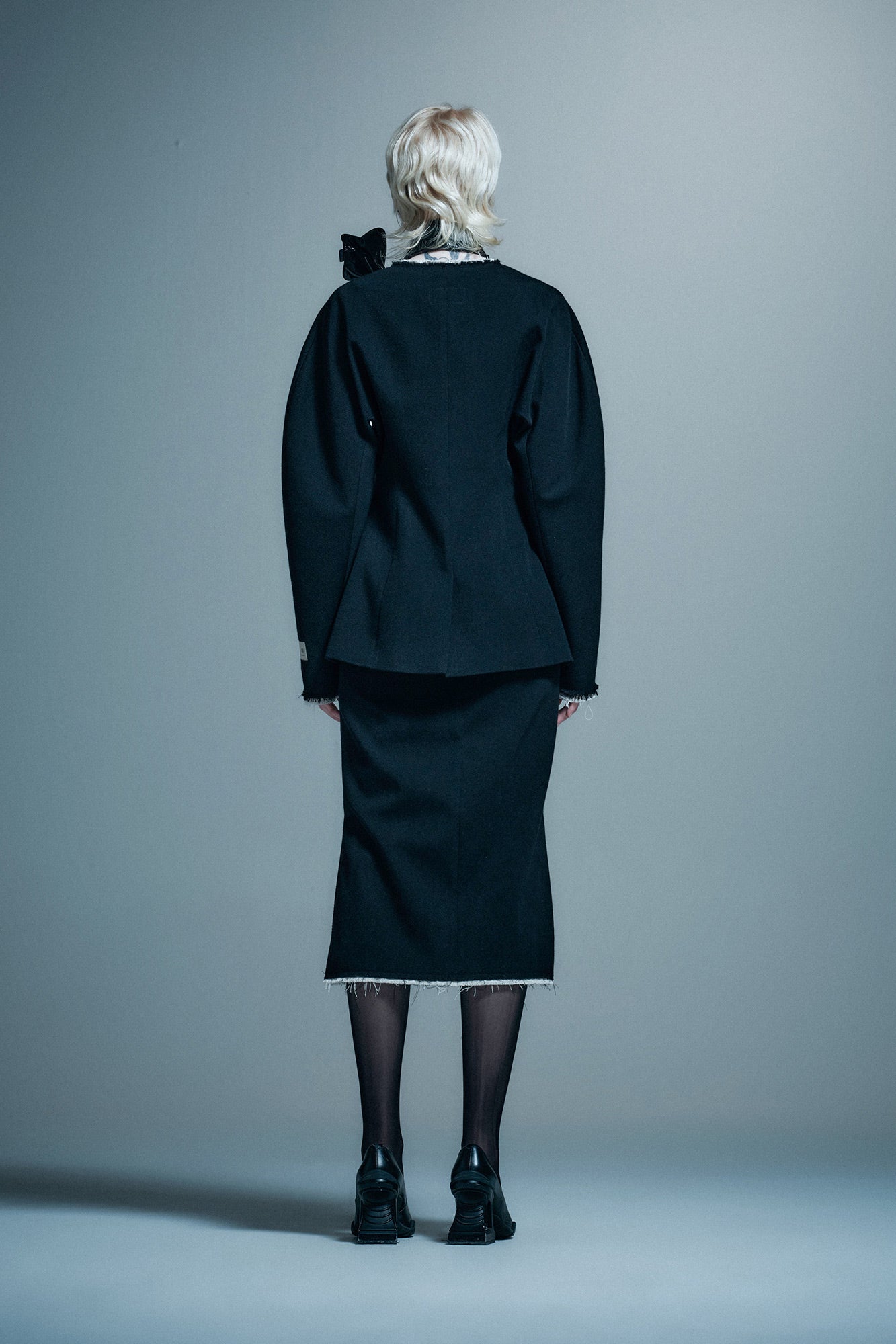 Wool spliced half skirt