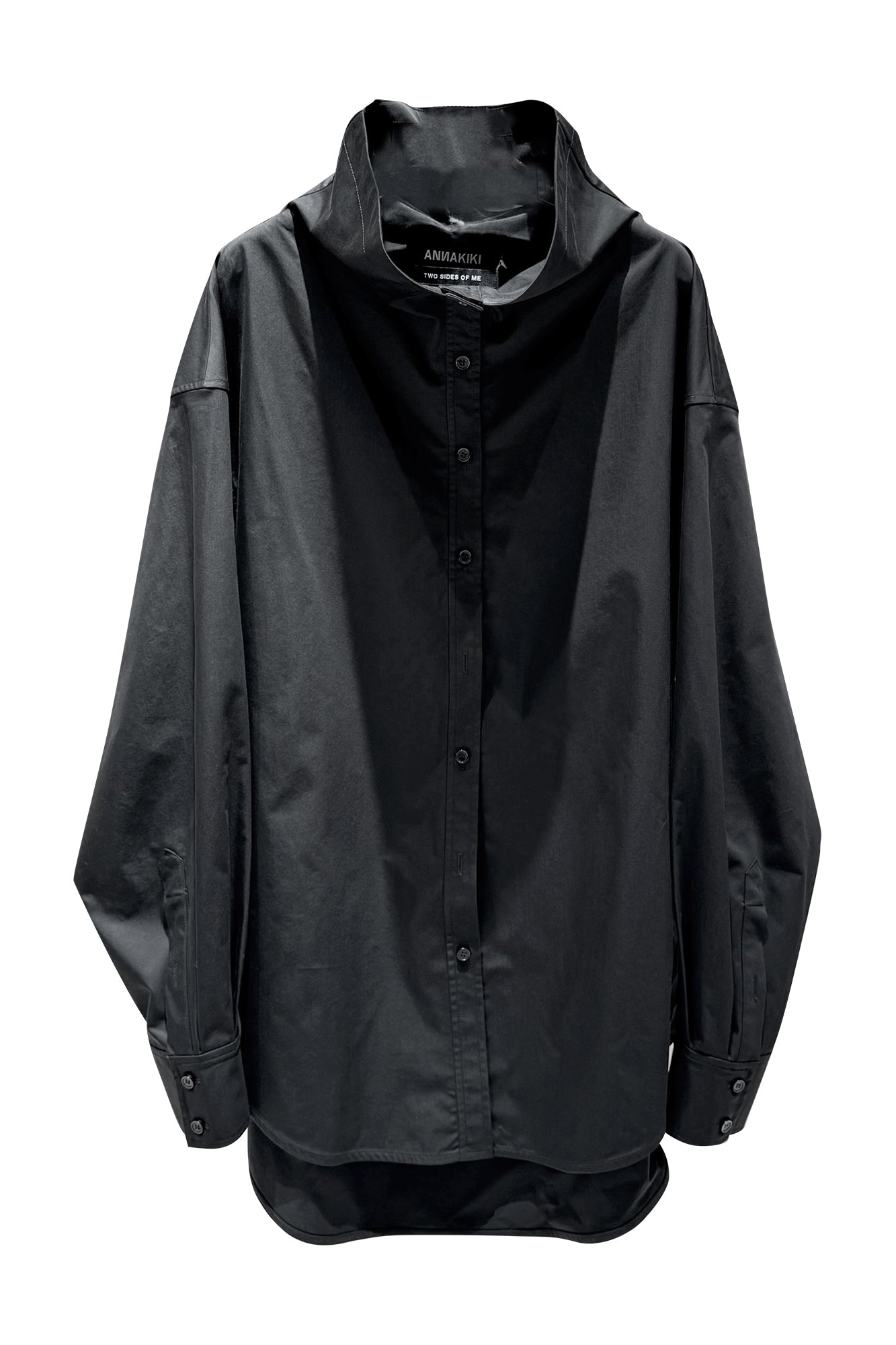 Stand-neck loose ultra-long sleeve shirt
