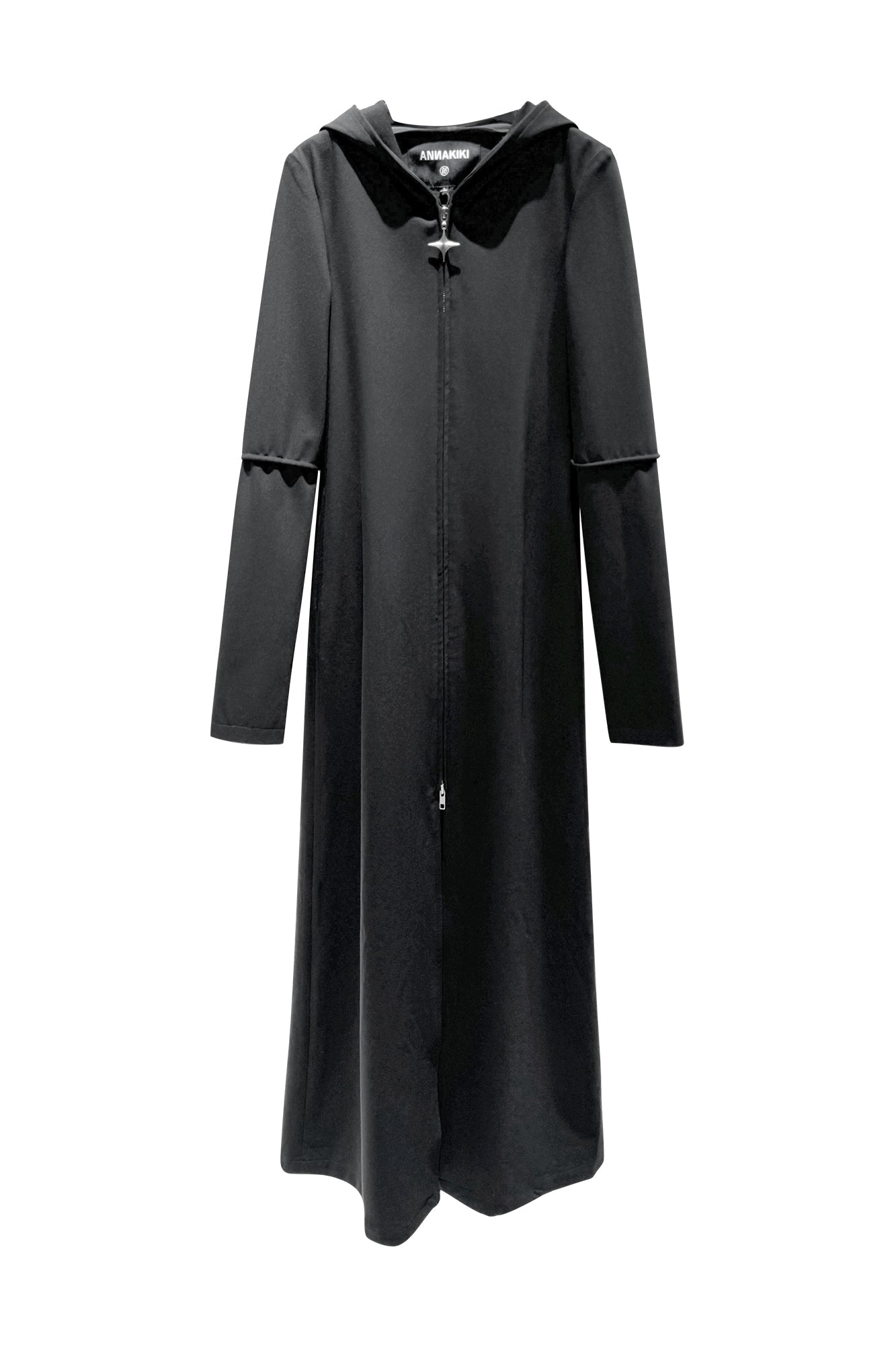 Loose hooded slim fit long jacket