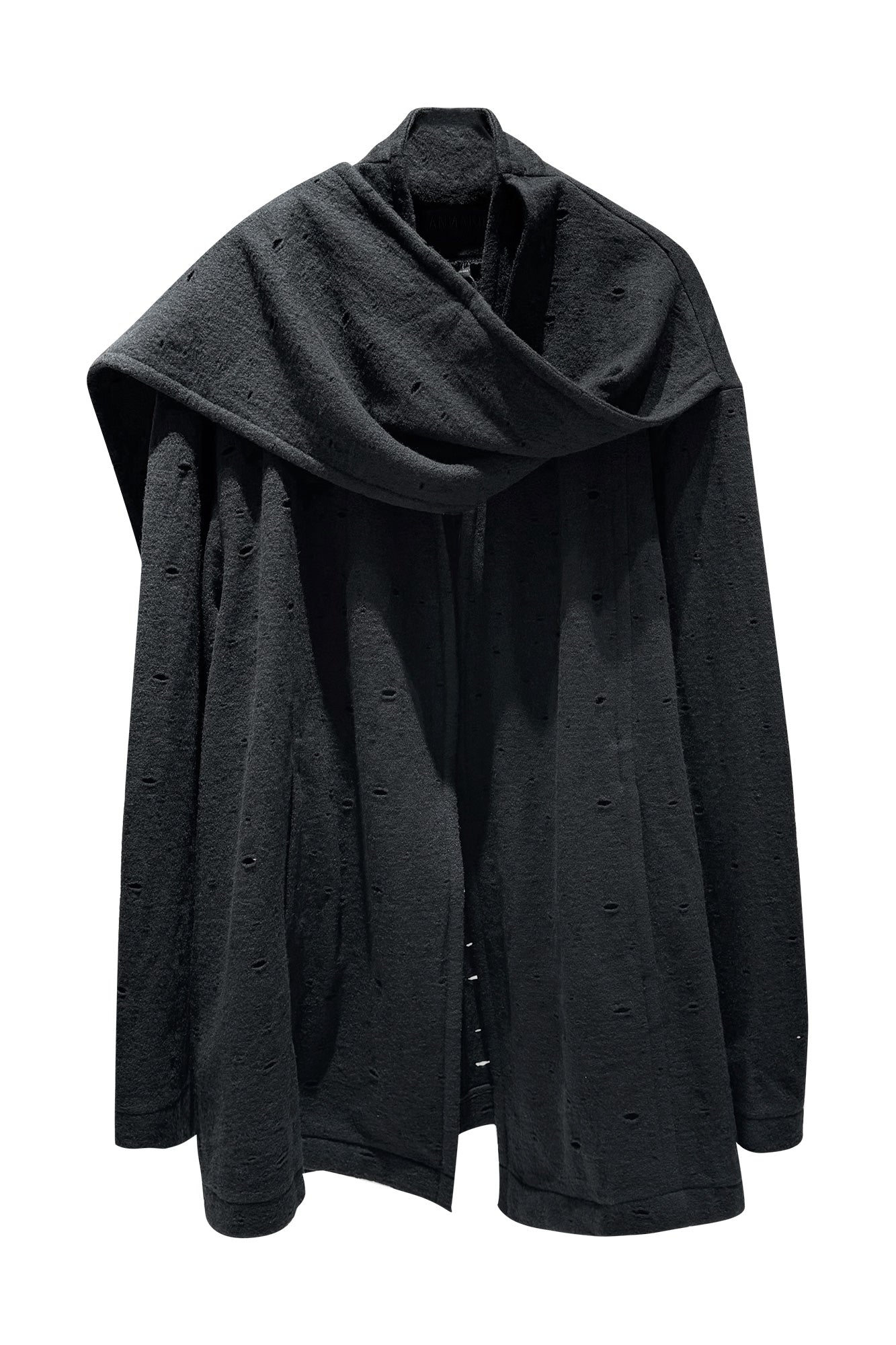 Wool integrated scarf cardigan