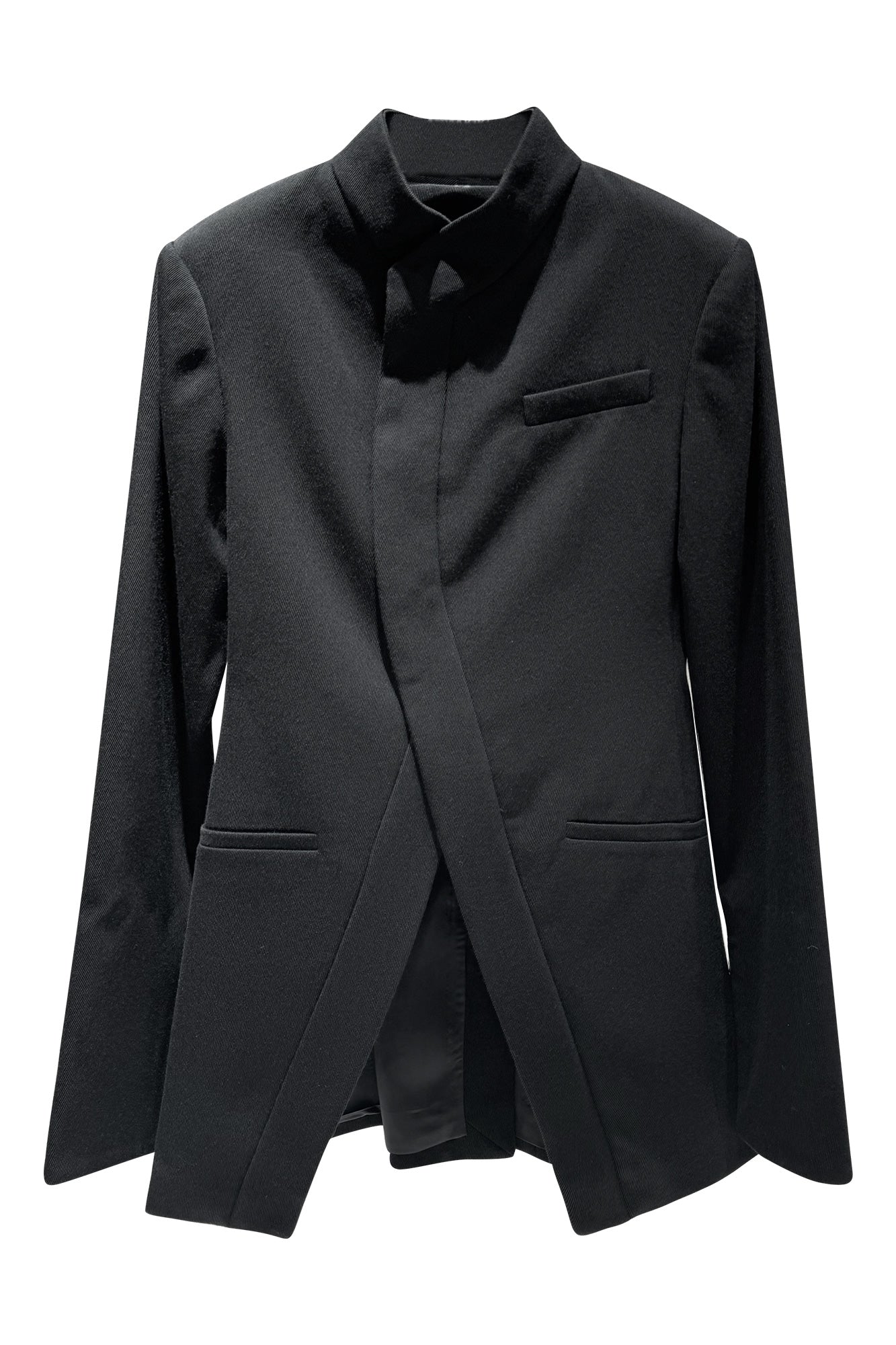 Wool concealed placket slit blazer