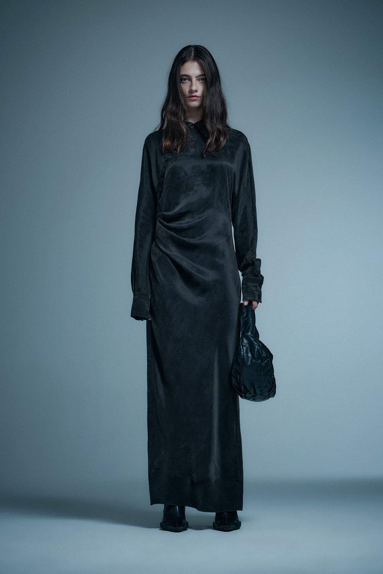 Tencel asymmetric pleated dress