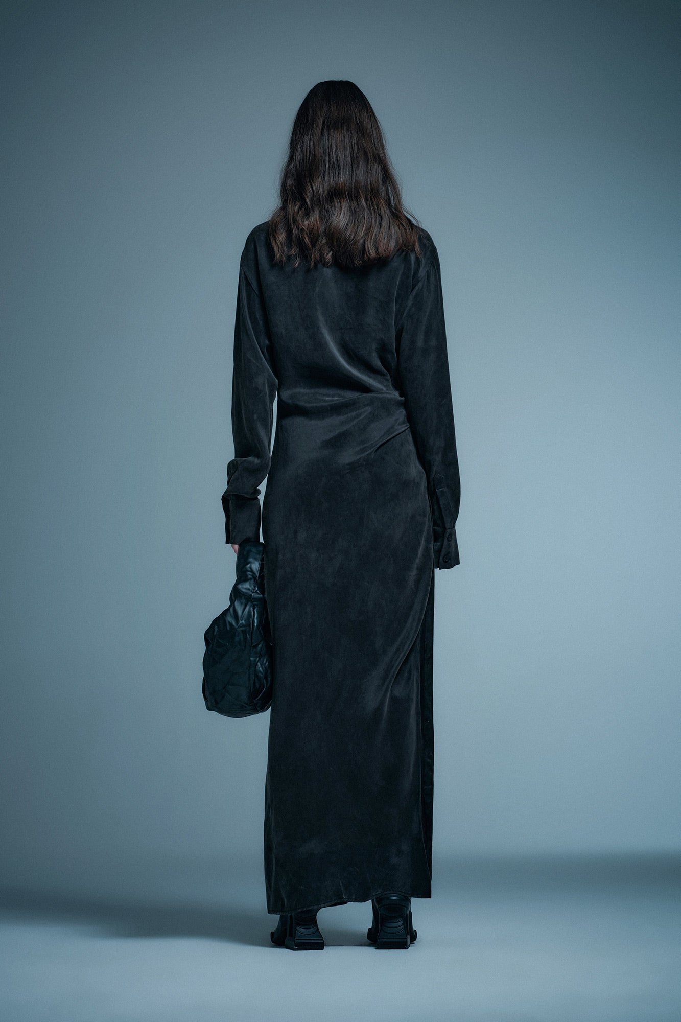 Tencel asymmetric pleated dress