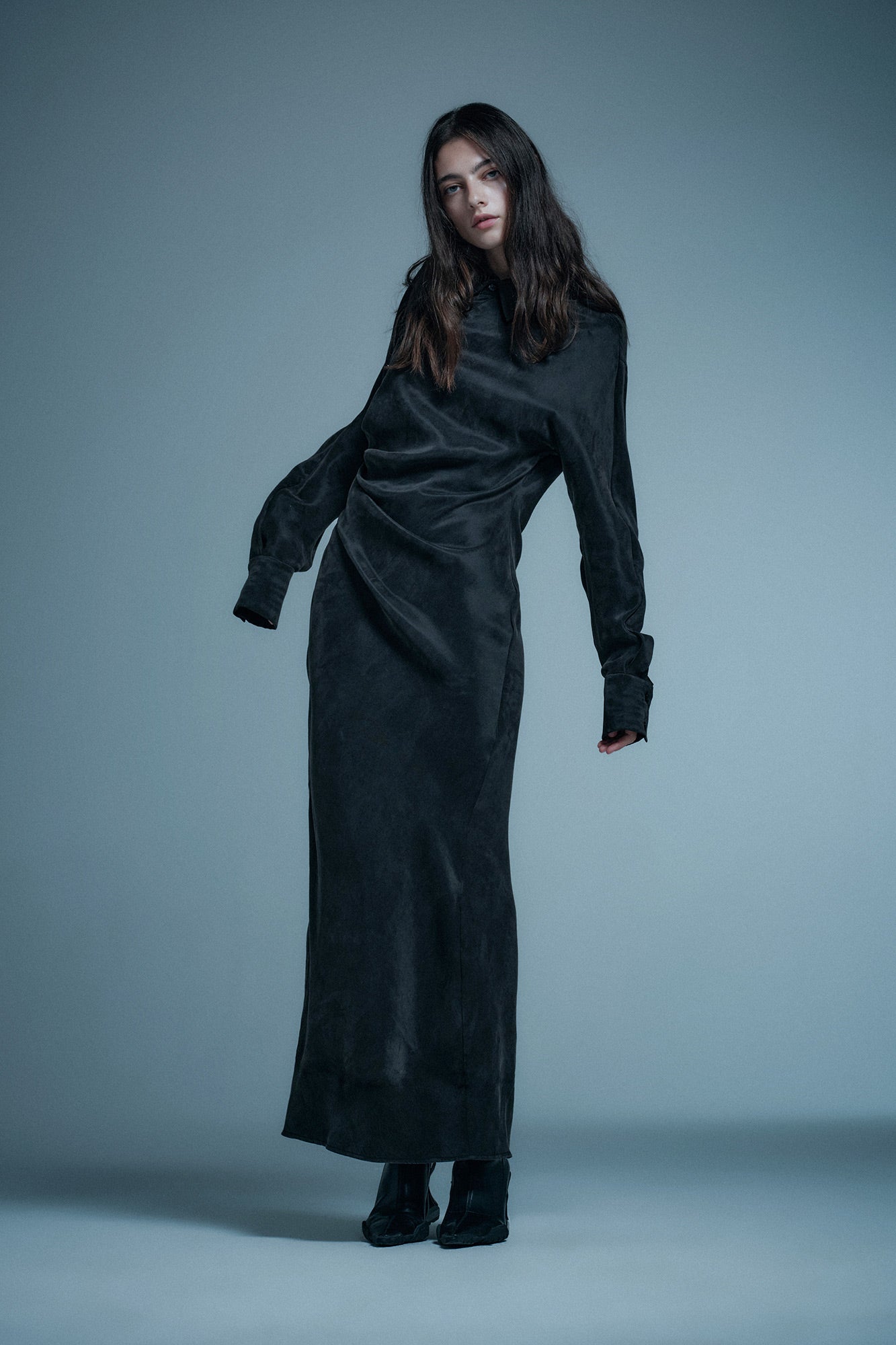 Tencel asymmetric pleated dress