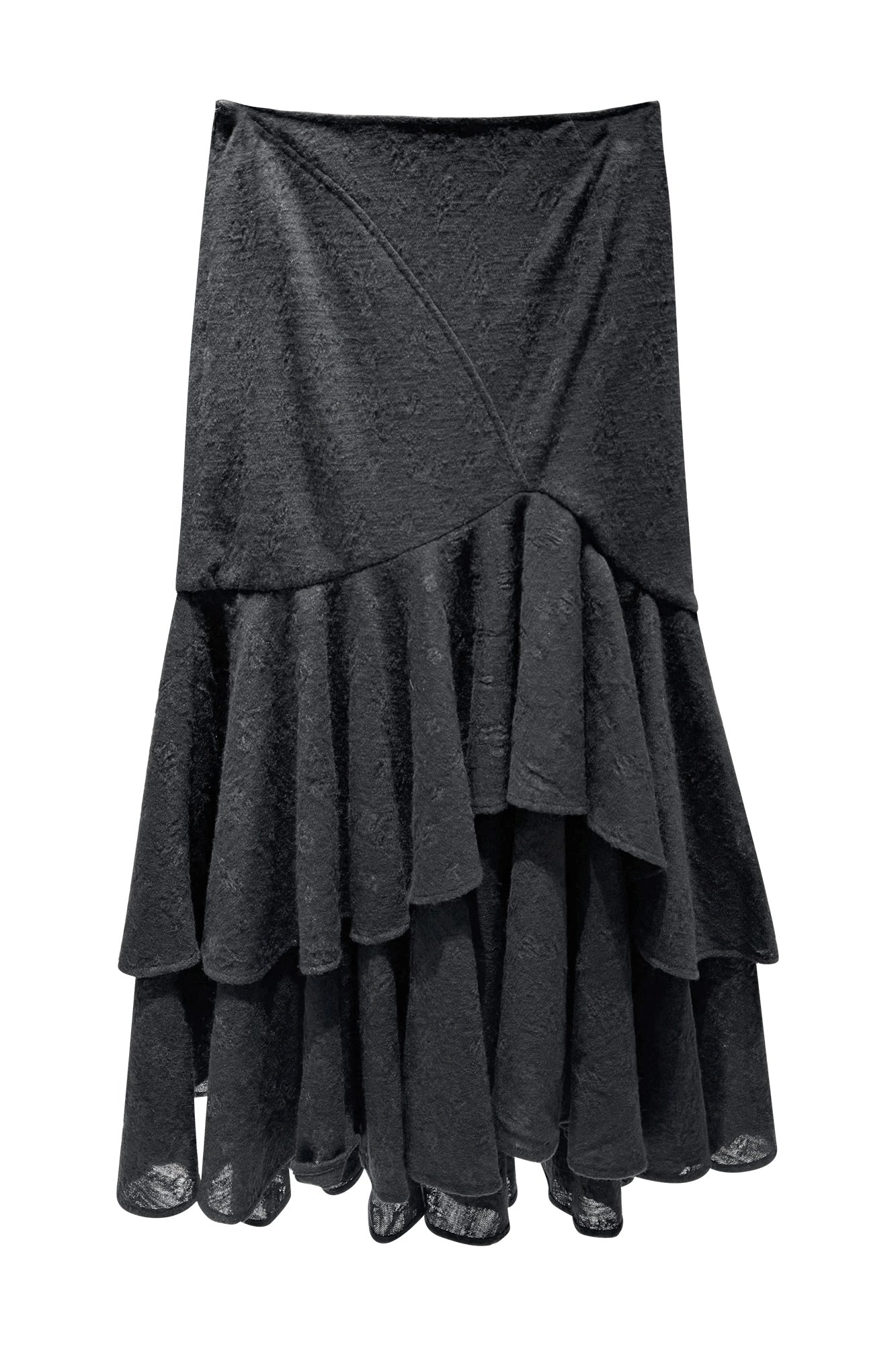 Wool jacquard layered mid-waist mermaid skirt