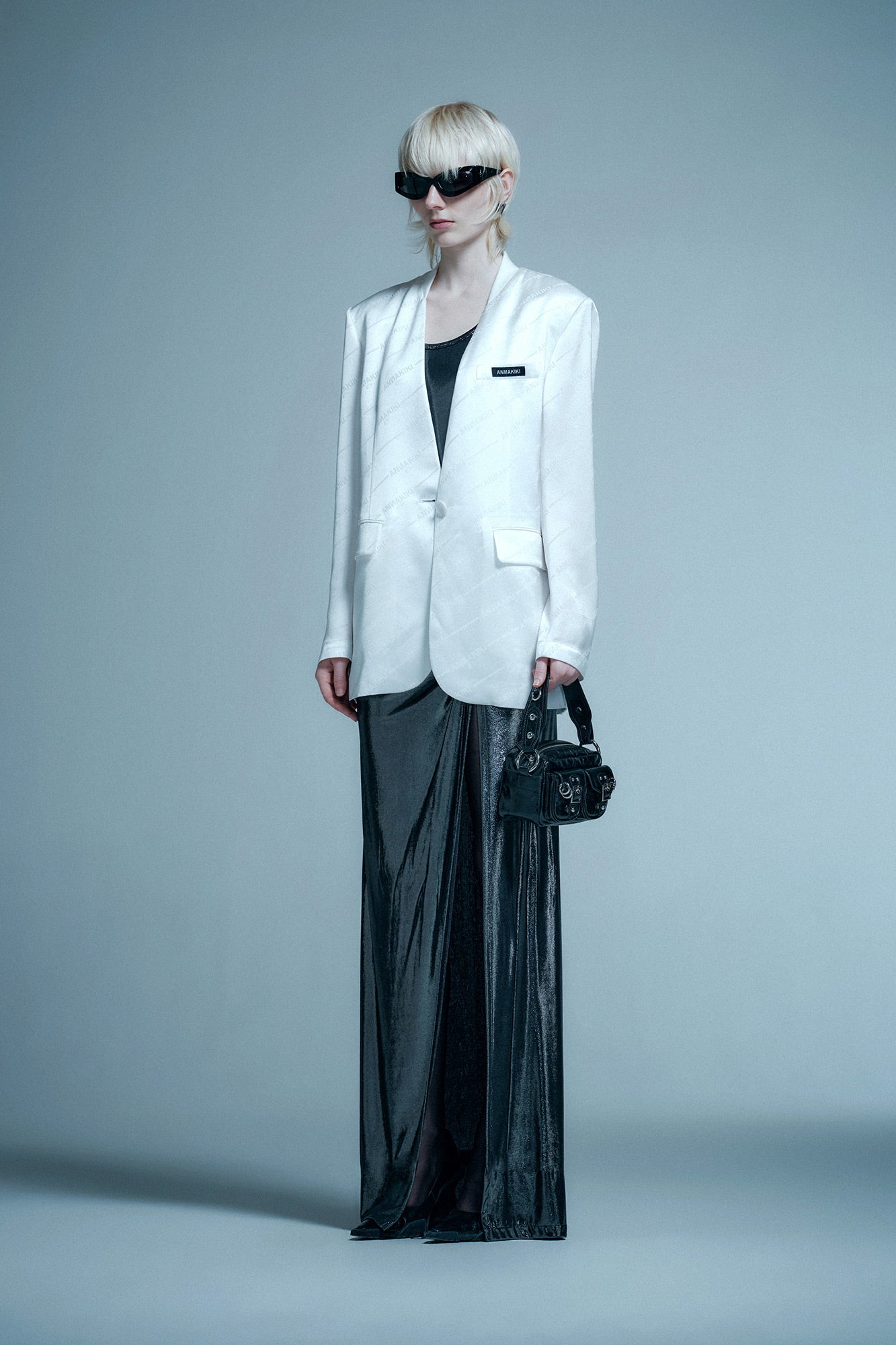 Acetate logo jacquard blazer