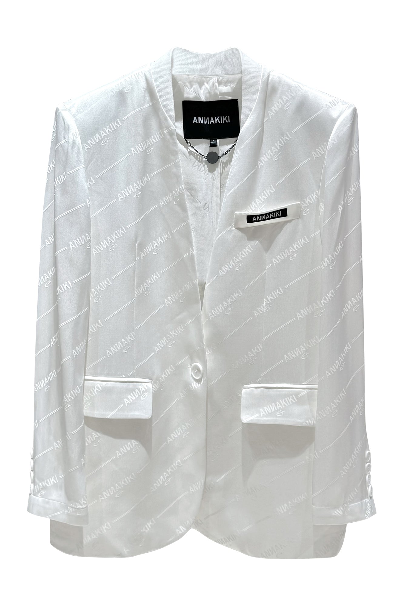Acetate logo jacquard blazer