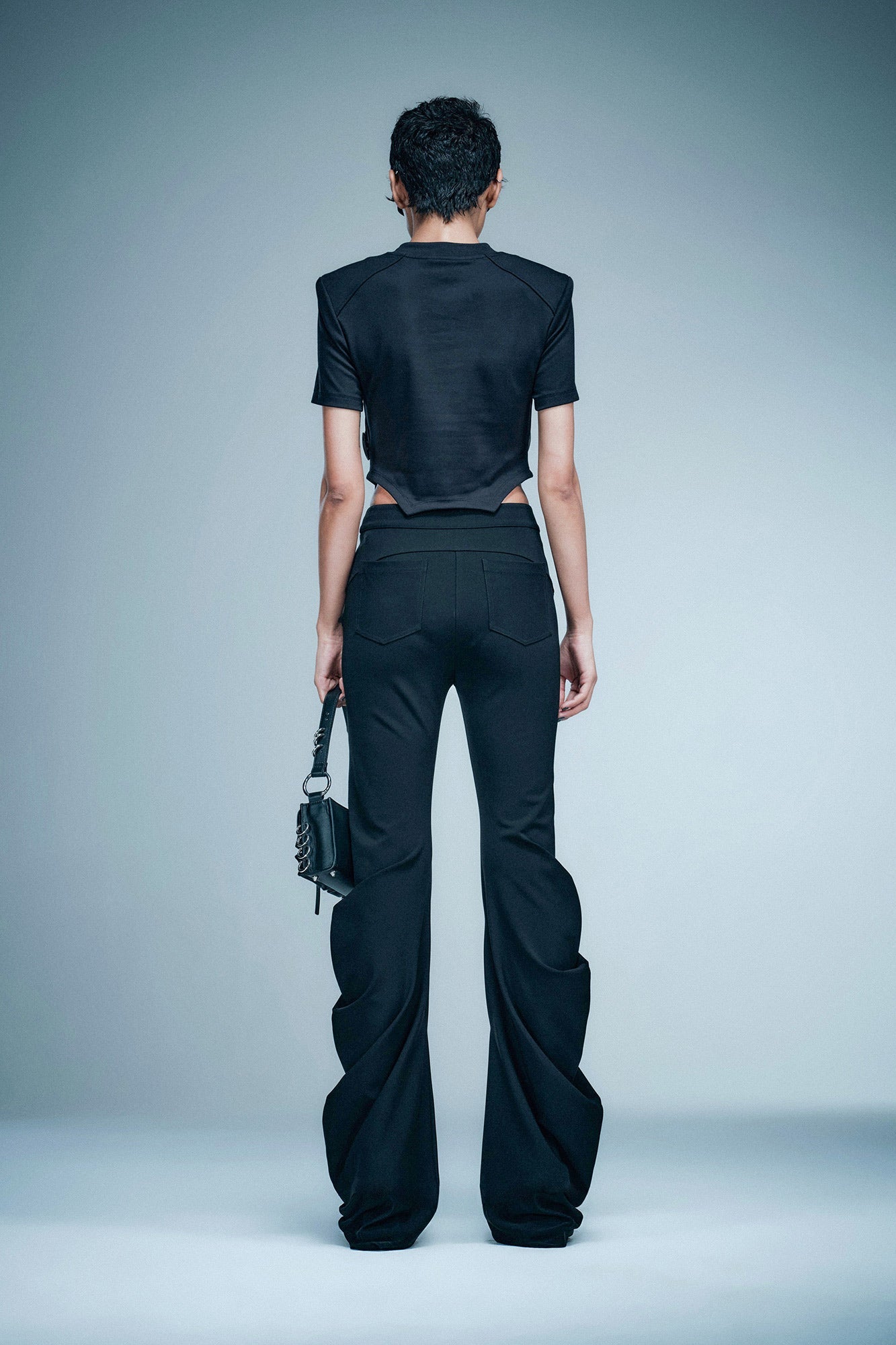 Pinch pleated mid waist pants