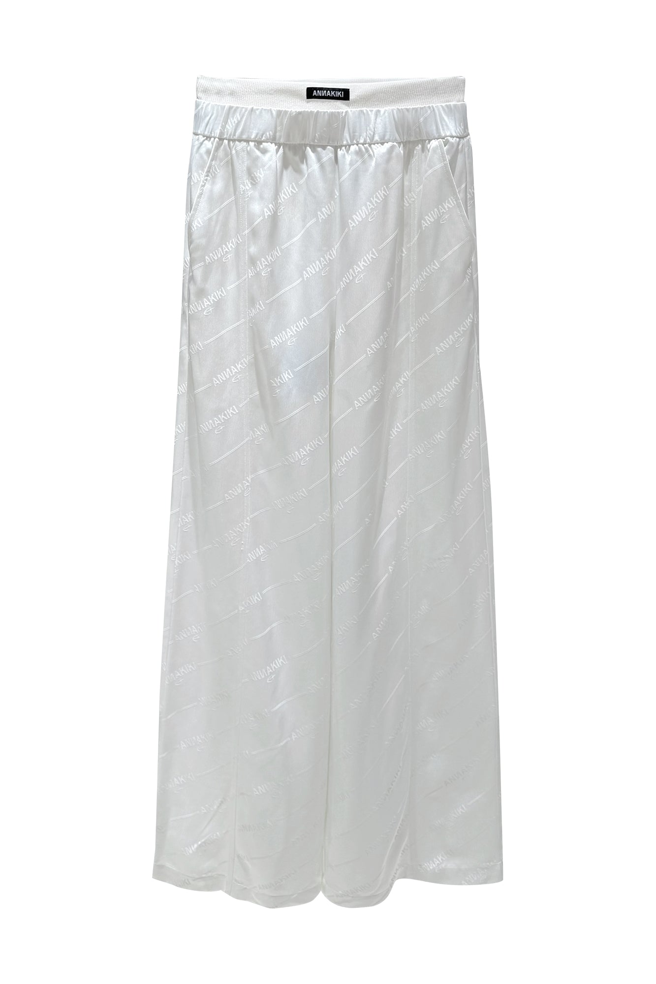 Acetate logo double waistband loose trousers