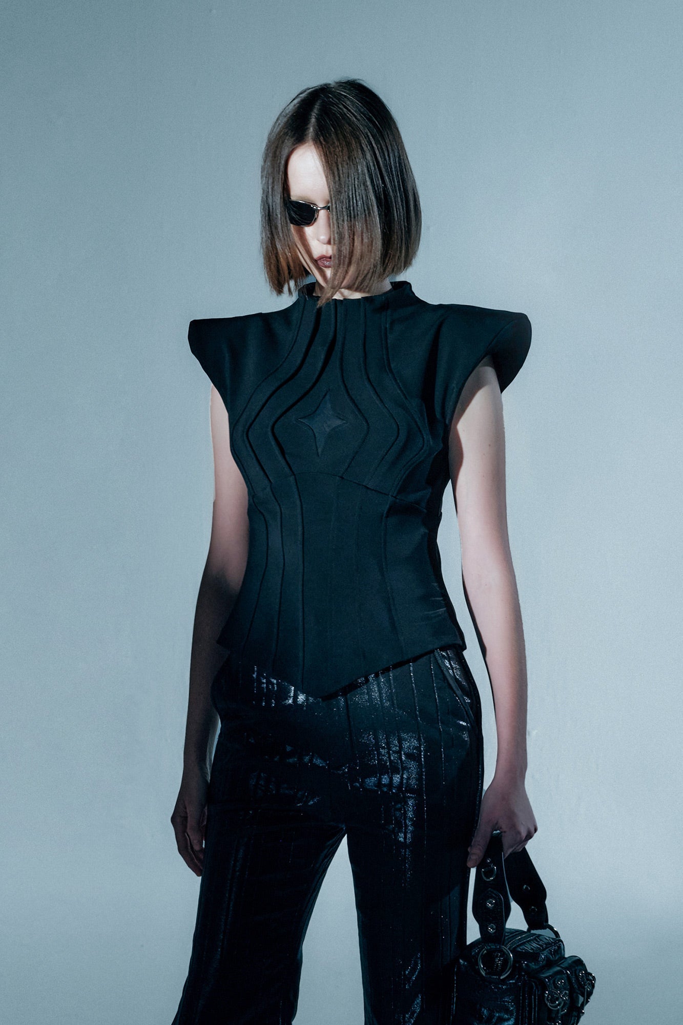 Multi-layer star cutout peplum top
