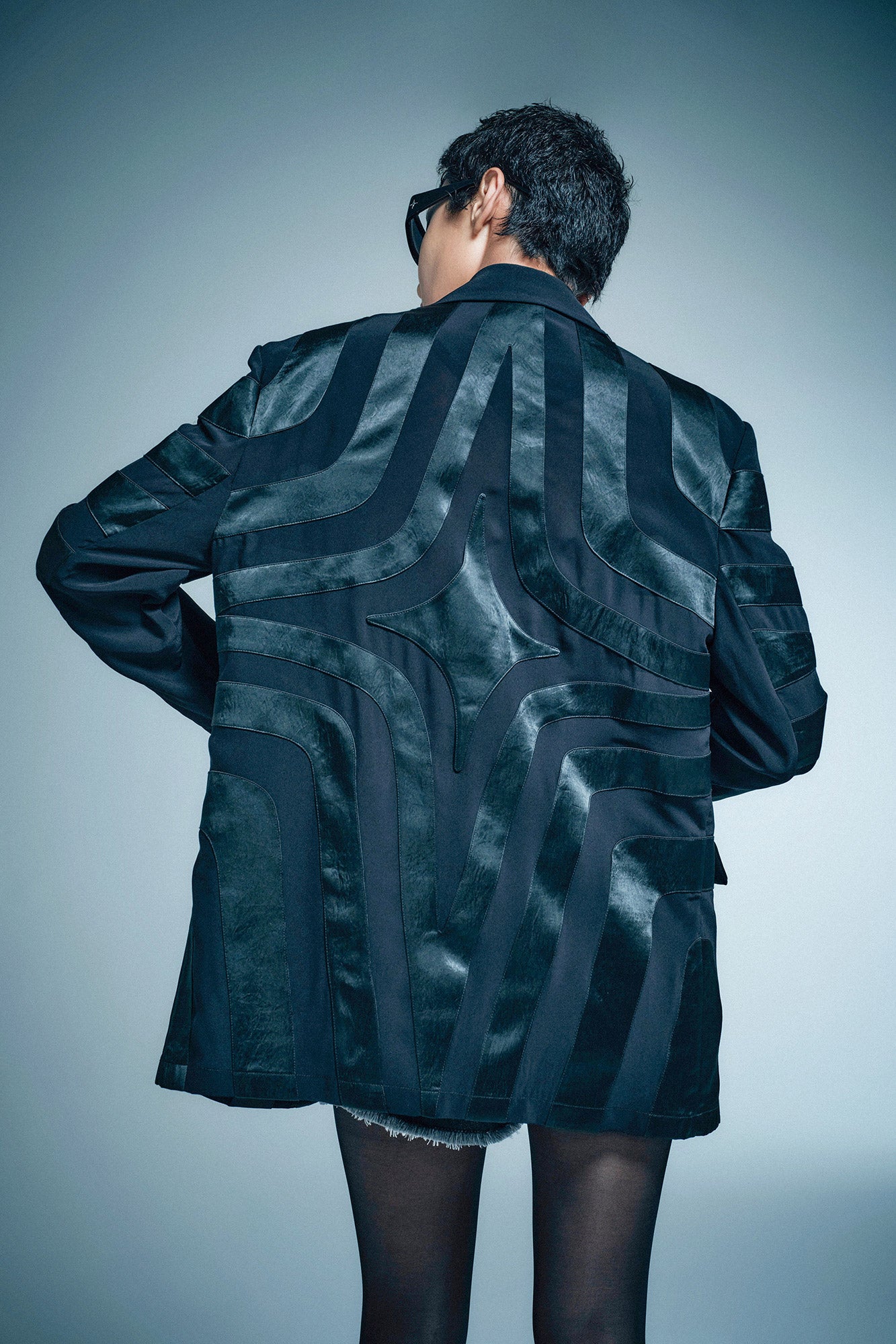 Four-star acetate collage suit