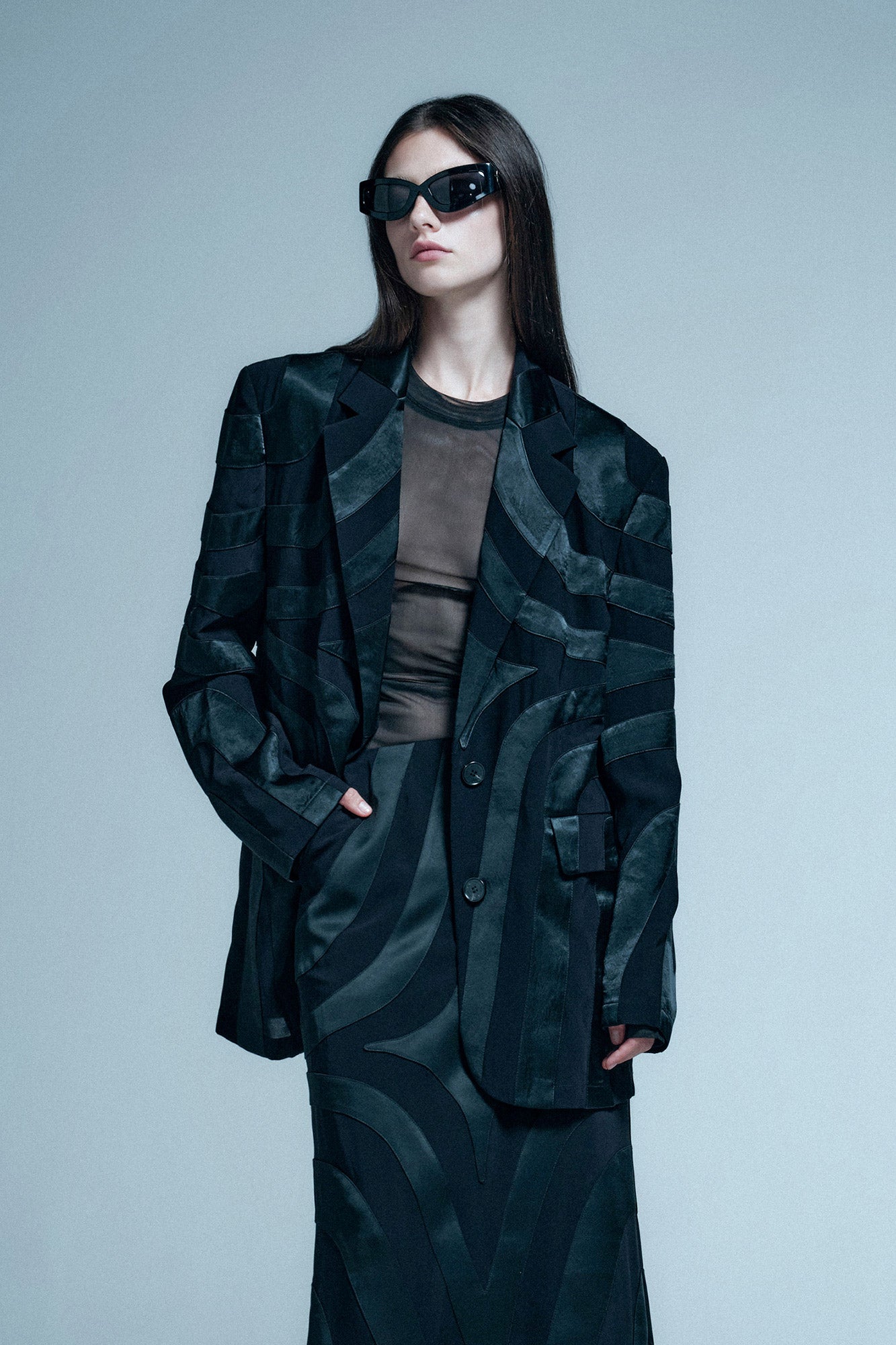 Four-star acetate collage suit