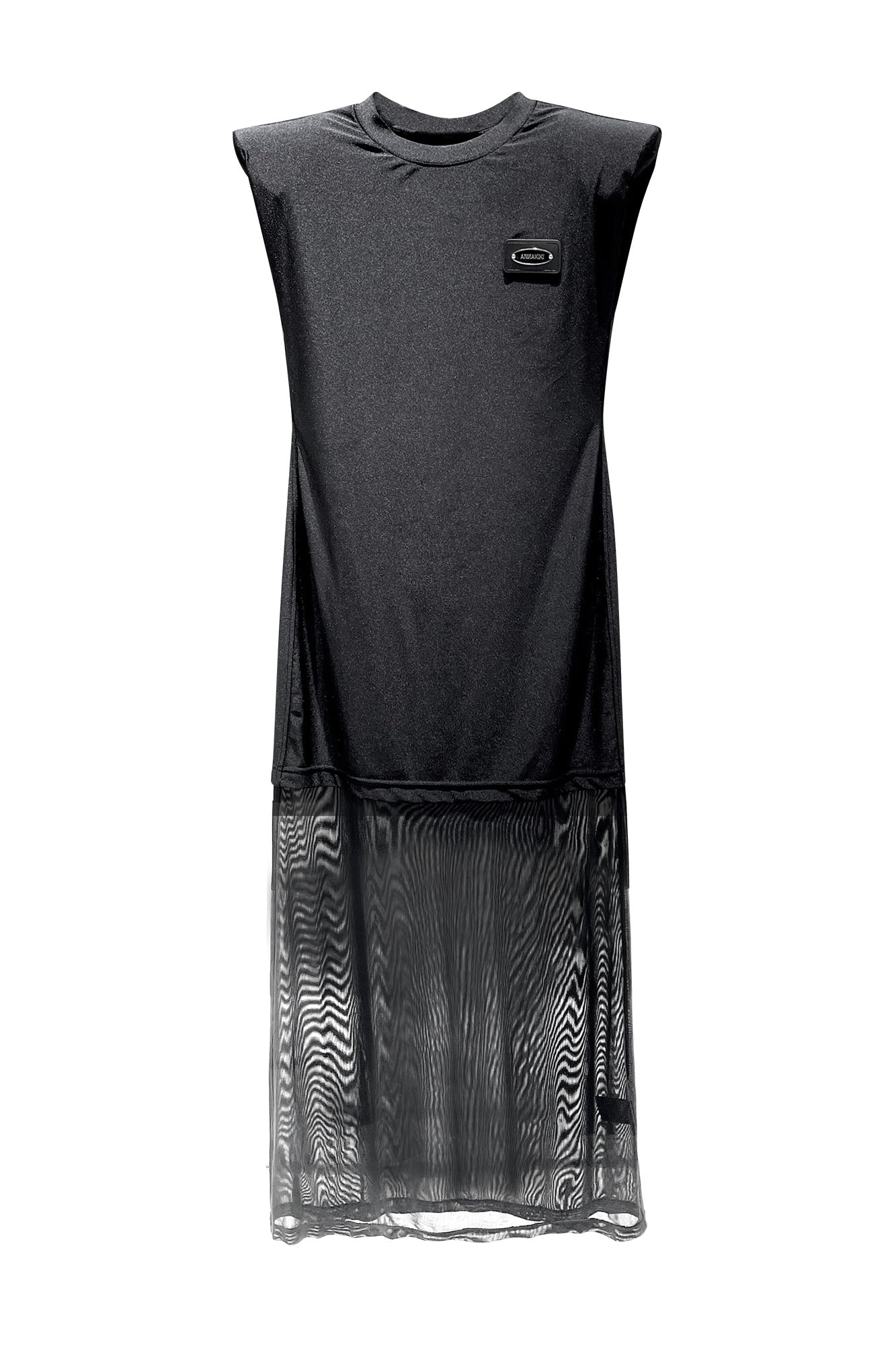 Wide shoulder mesh patchwork dress