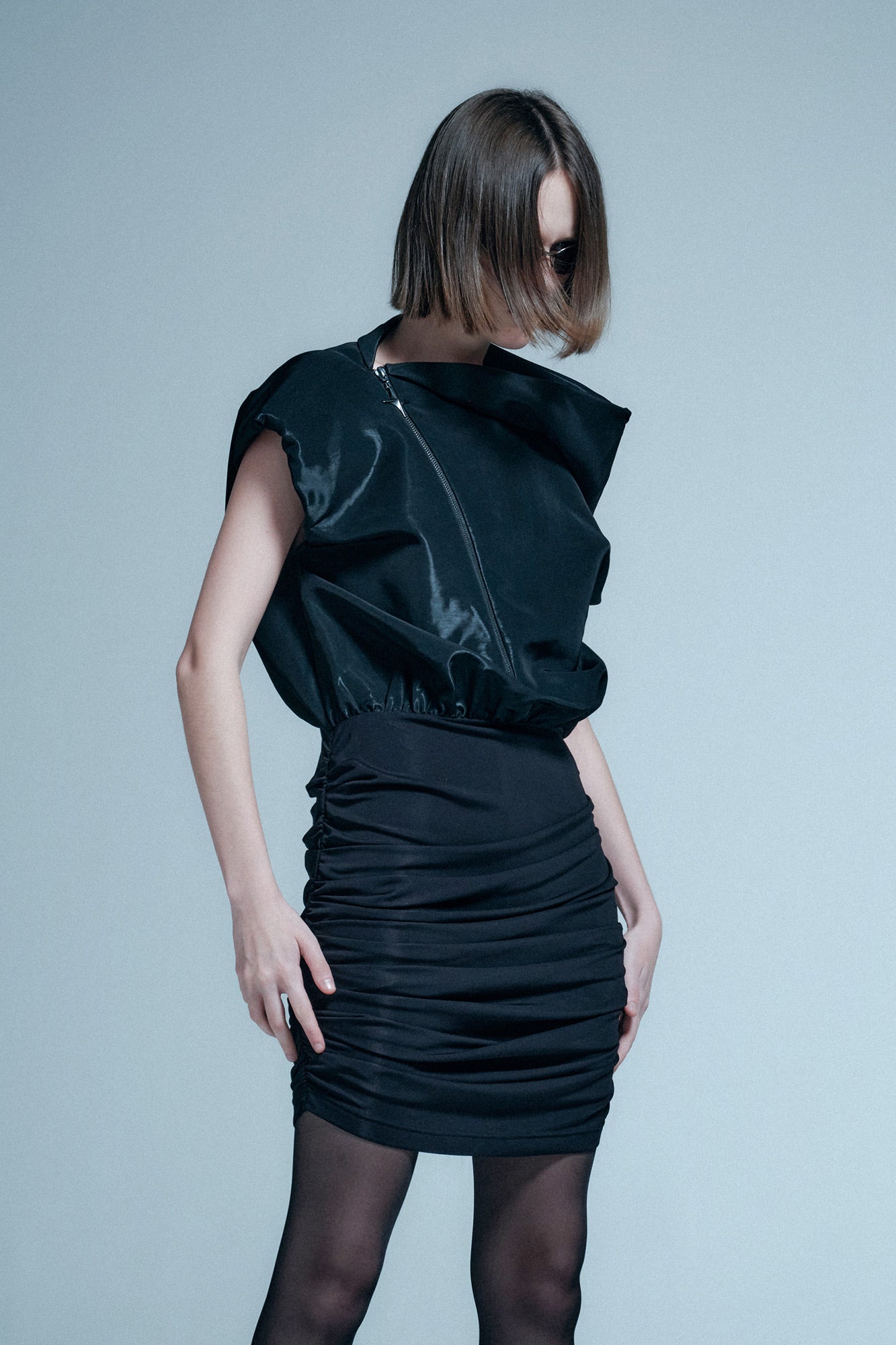 Three-dimensional irregular wide-necked dress