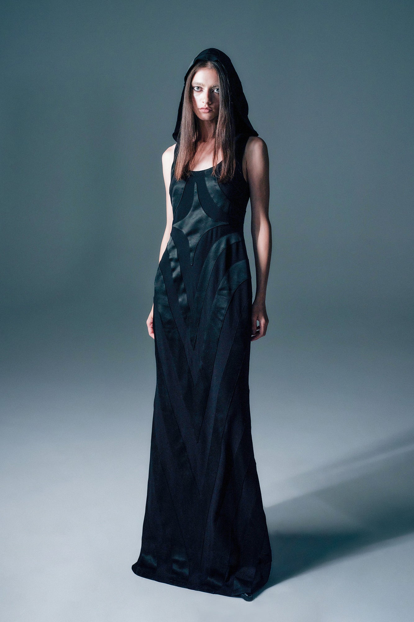 Four-star acetate collage dress