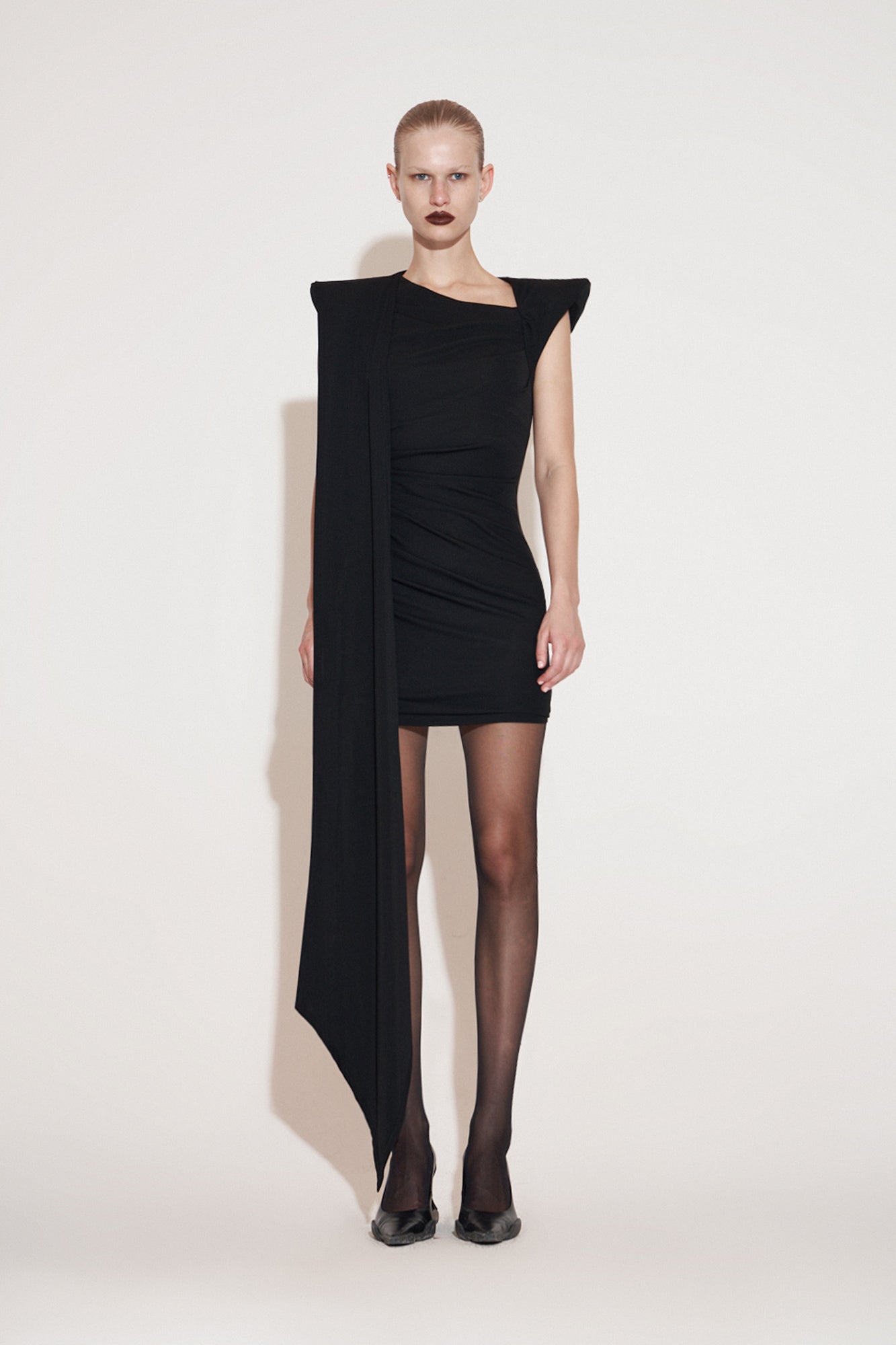 Acetate high-low panel dress