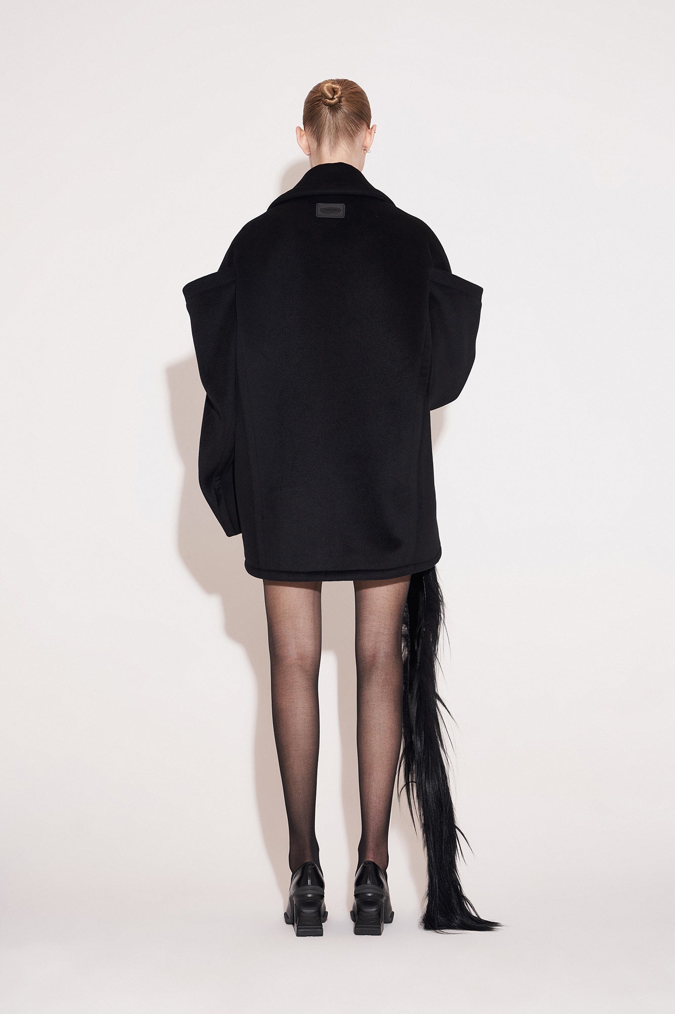 Wool architectural double-sided tweed coat